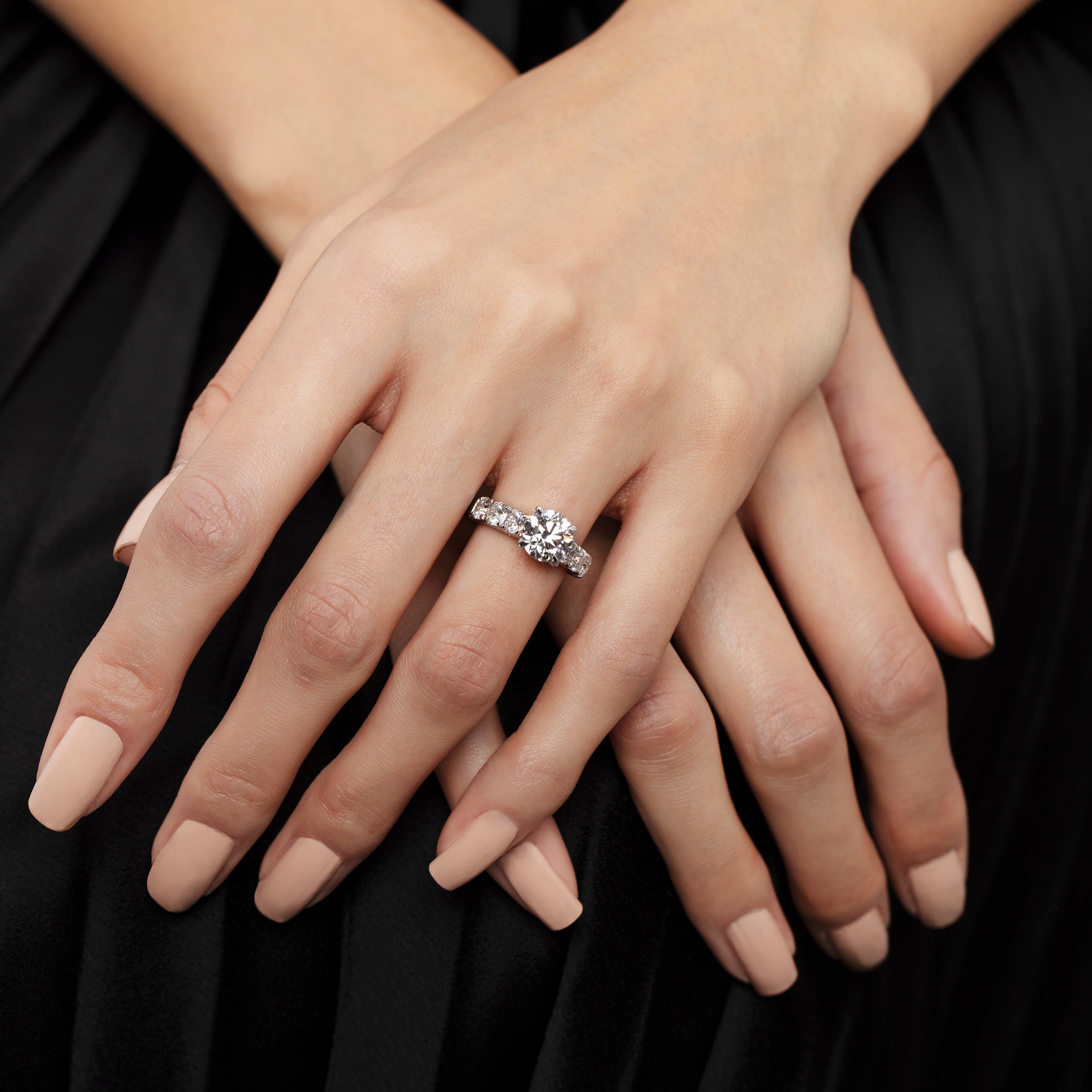 Round Brillant 2.08 Carat & 1.41 Carat Lab Grown Diamond Designer Ring | SKU: 0019340708