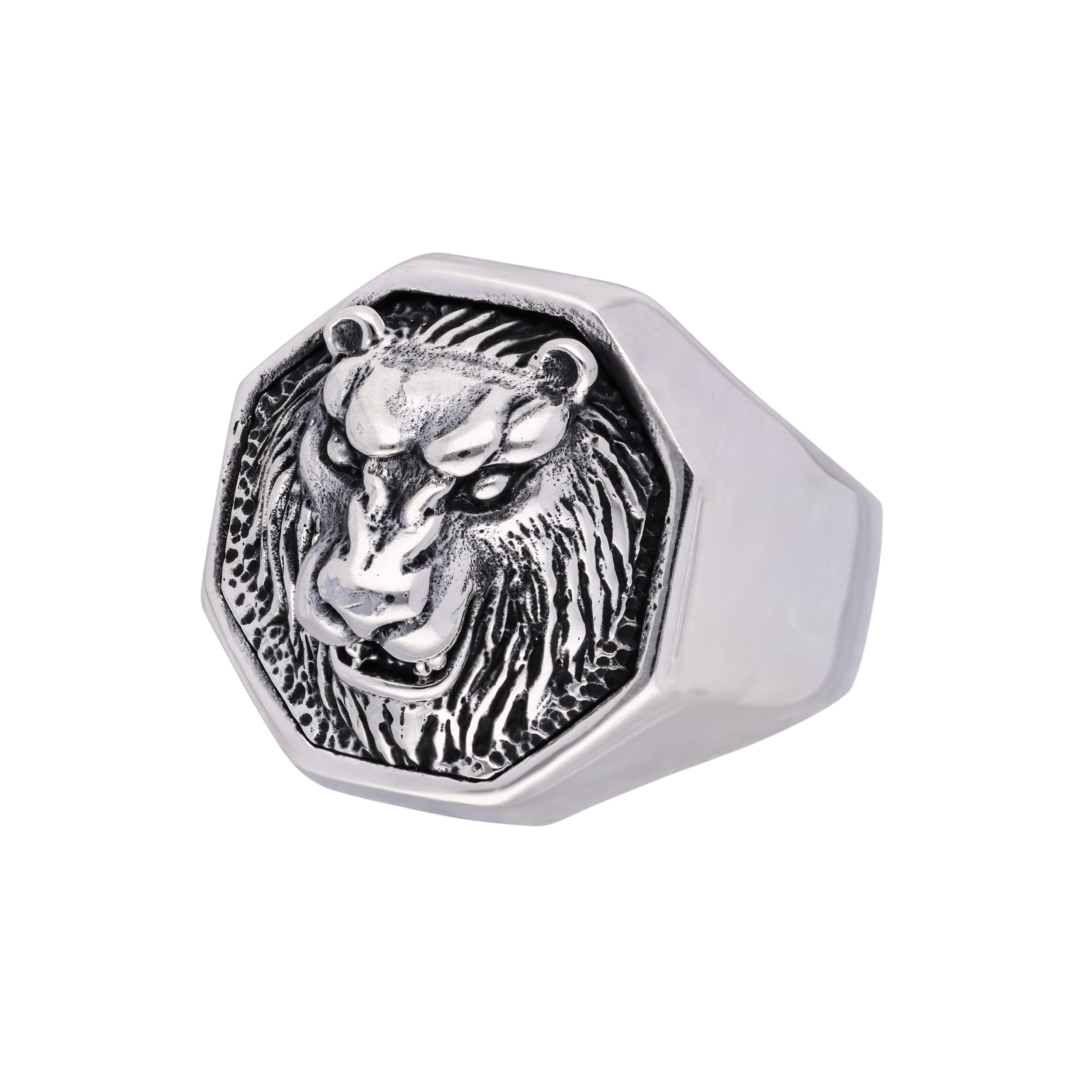 "Sterling Silver Lion Emblem Men's Ring" | SKU : 0004428916, 0004428916