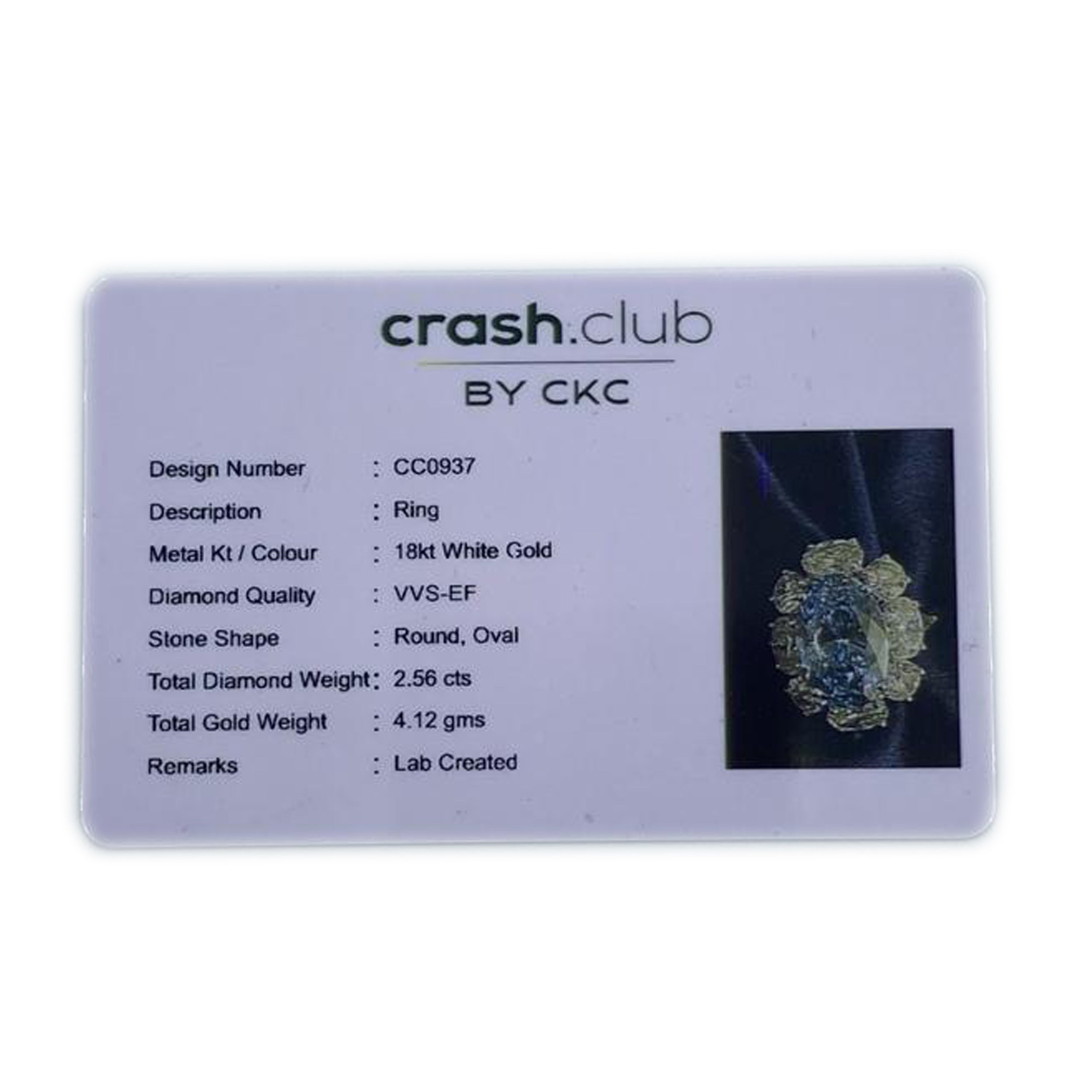 Oval-Cut 3.50 Carat Fancy Vivid Blue White Lab Grown Diamond Ring | SKU:0019456140