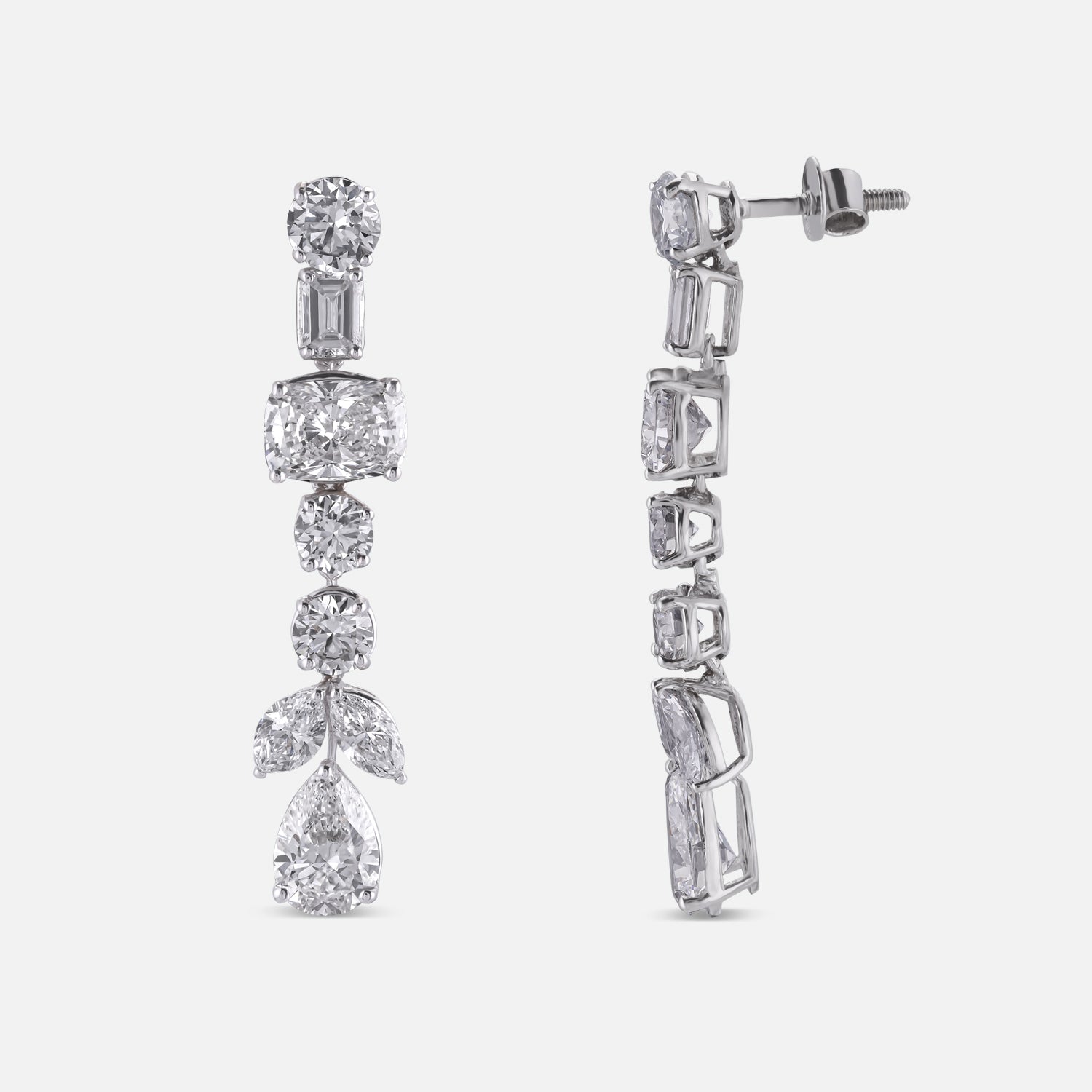 Symphony of Shapes Lab-Grown Diamond Drop Earrings in White Gold | SKU : 0019516066