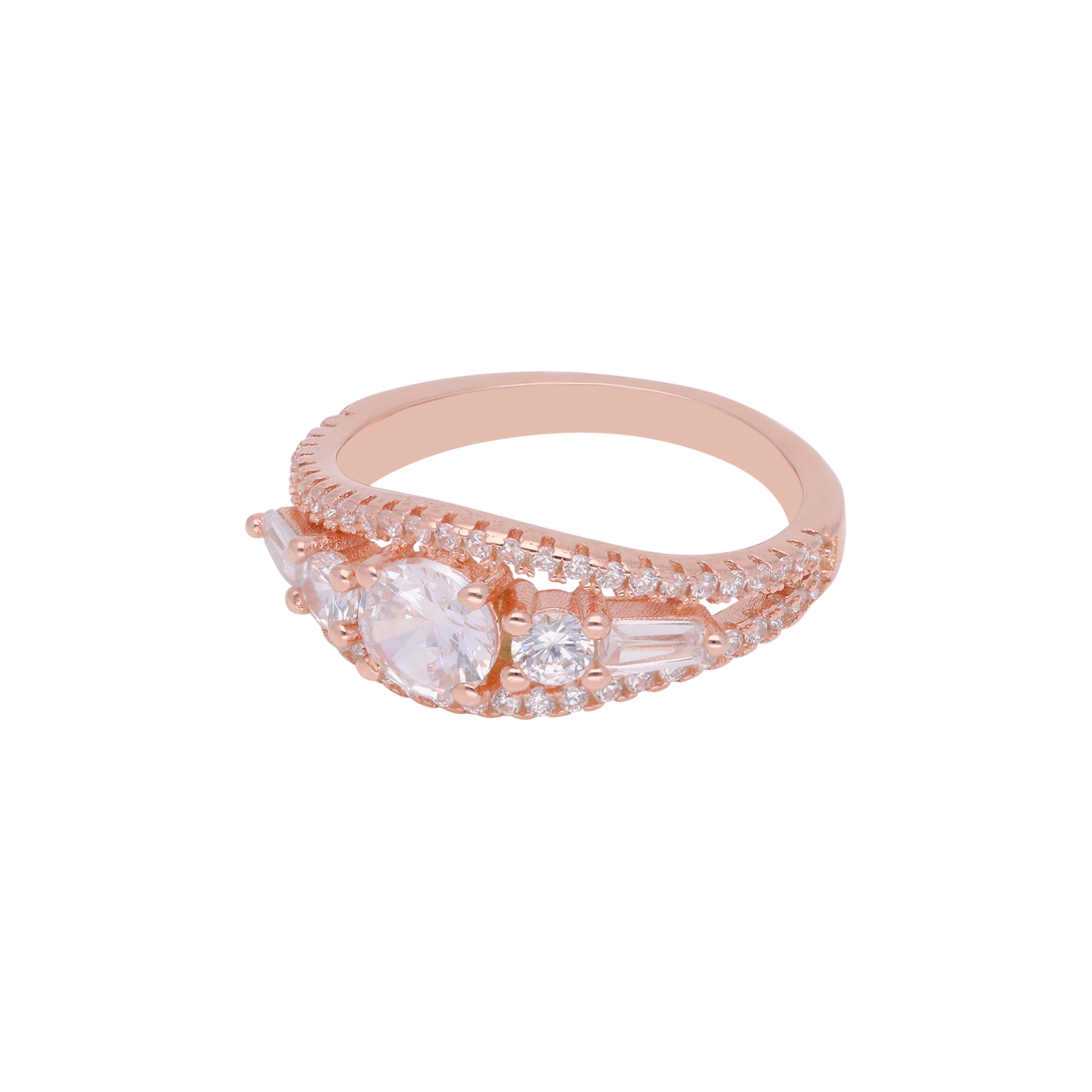 Rose Gold Radiance: Sterling Silver Solitaire Ring | SKU : 0019808598, 0019808581