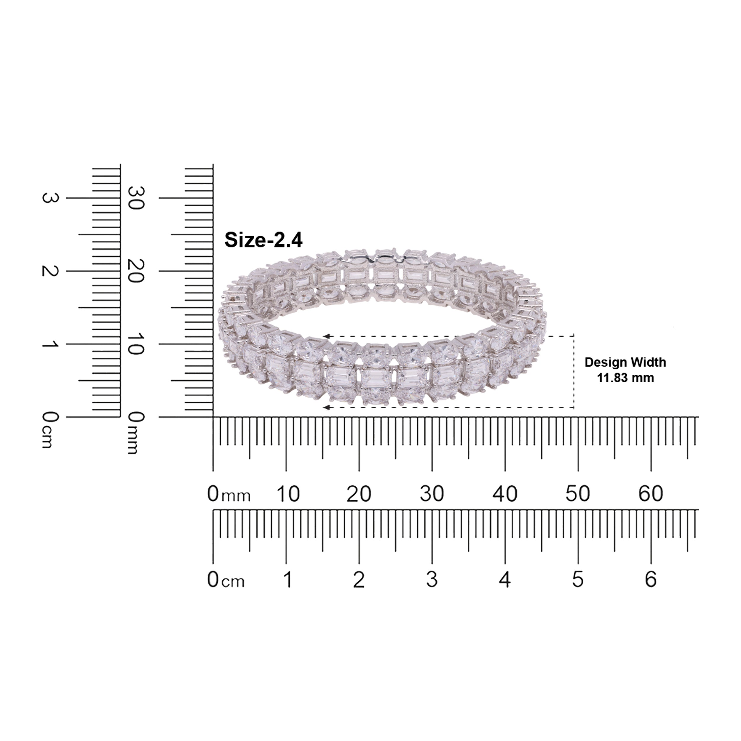 Elegant Fancy Shaped Sterling Silver Cubic Zirconia Studded Bangle Pair | SKU : 0020289768