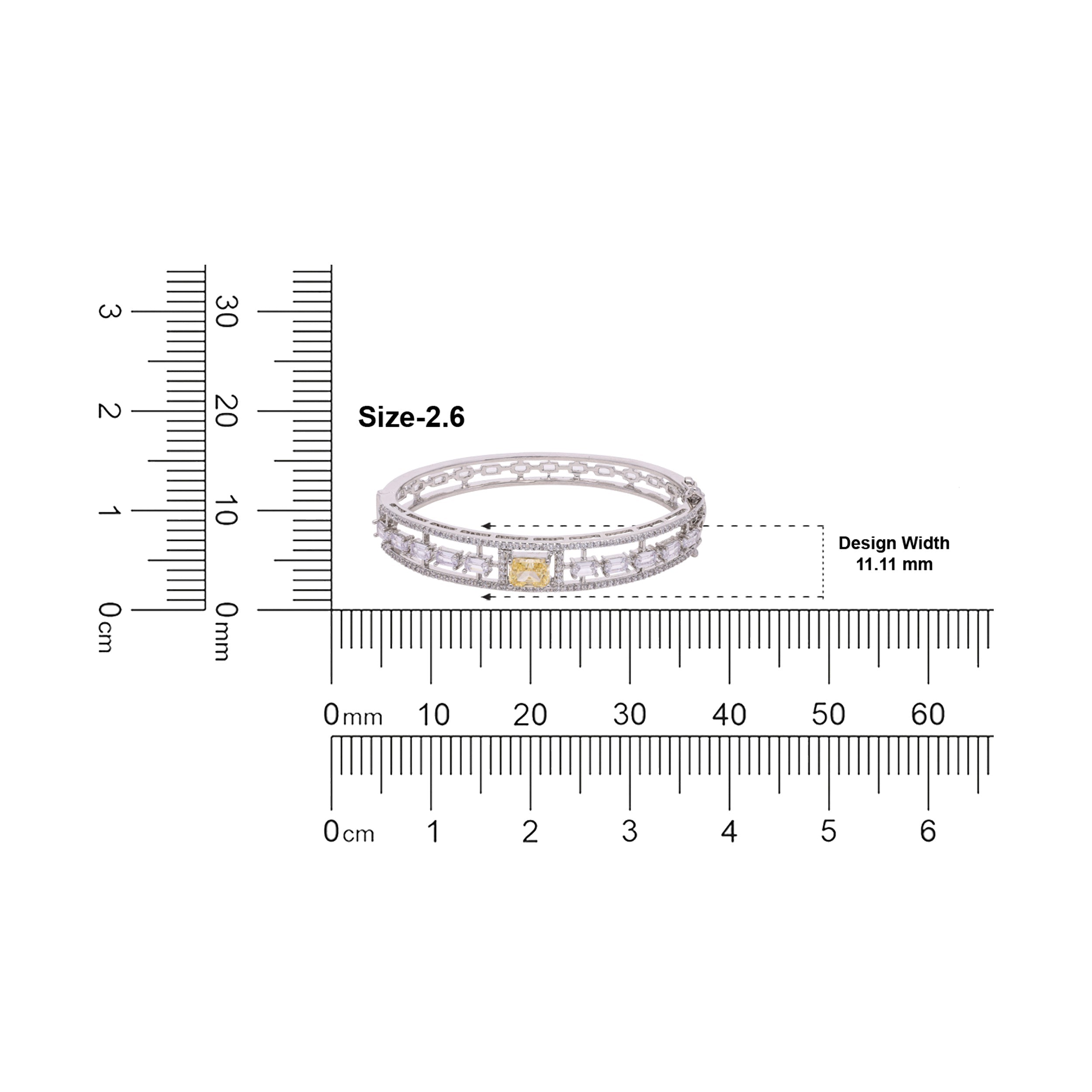 Sterling Silver Openable Stiff Bracelet with Fancy Shaped Solitaire Cubic Zirconia | SKU : 0020291471 - crash.club by CKC