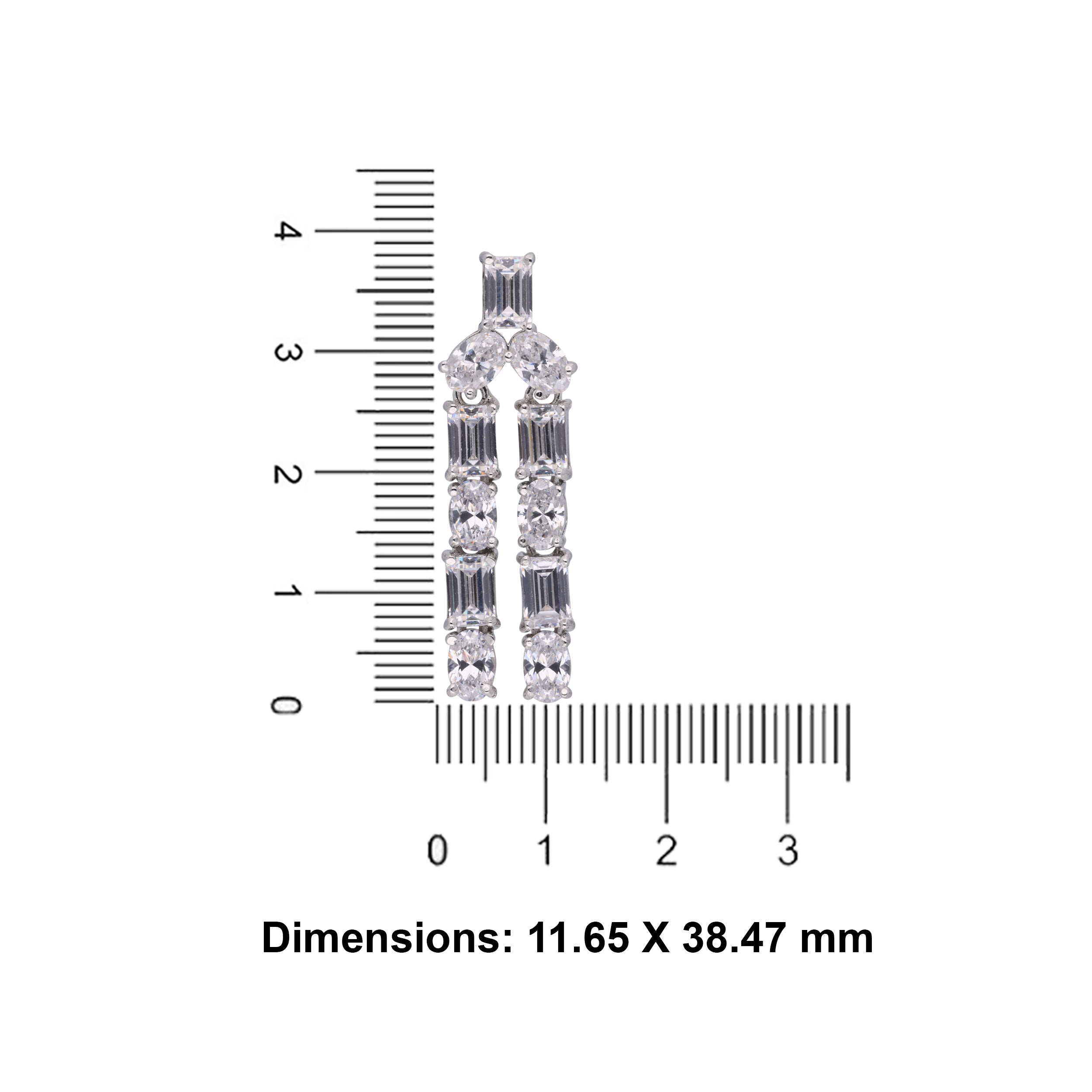 Baguette & Oval Cubic Zirconia Dangle Earrings | SKU: 0020309114, 0020309107, 0003366035, 0003366042