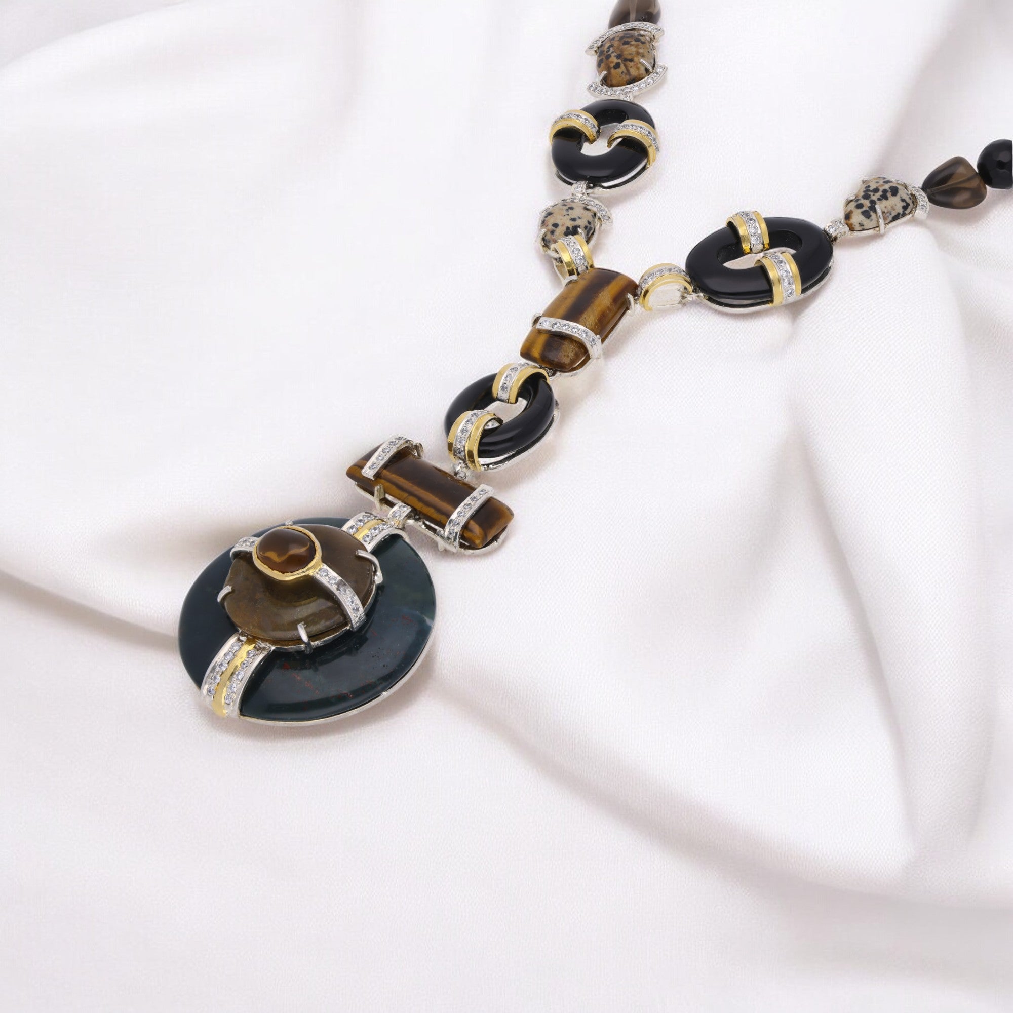 Elegant Sterling Silver Necklace with Cubic Zirconia Gemstones | SKU : 0022183125, 0020334093, 0022133380