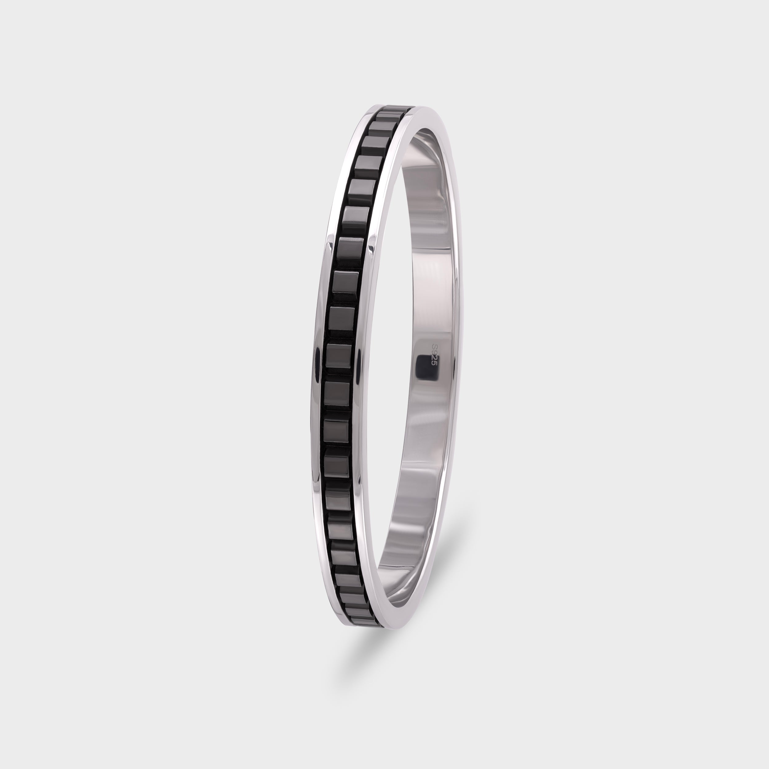 Black & Silver Geometric Men's Bangle | SKU : 0020420215, 0020420260, 0020675721