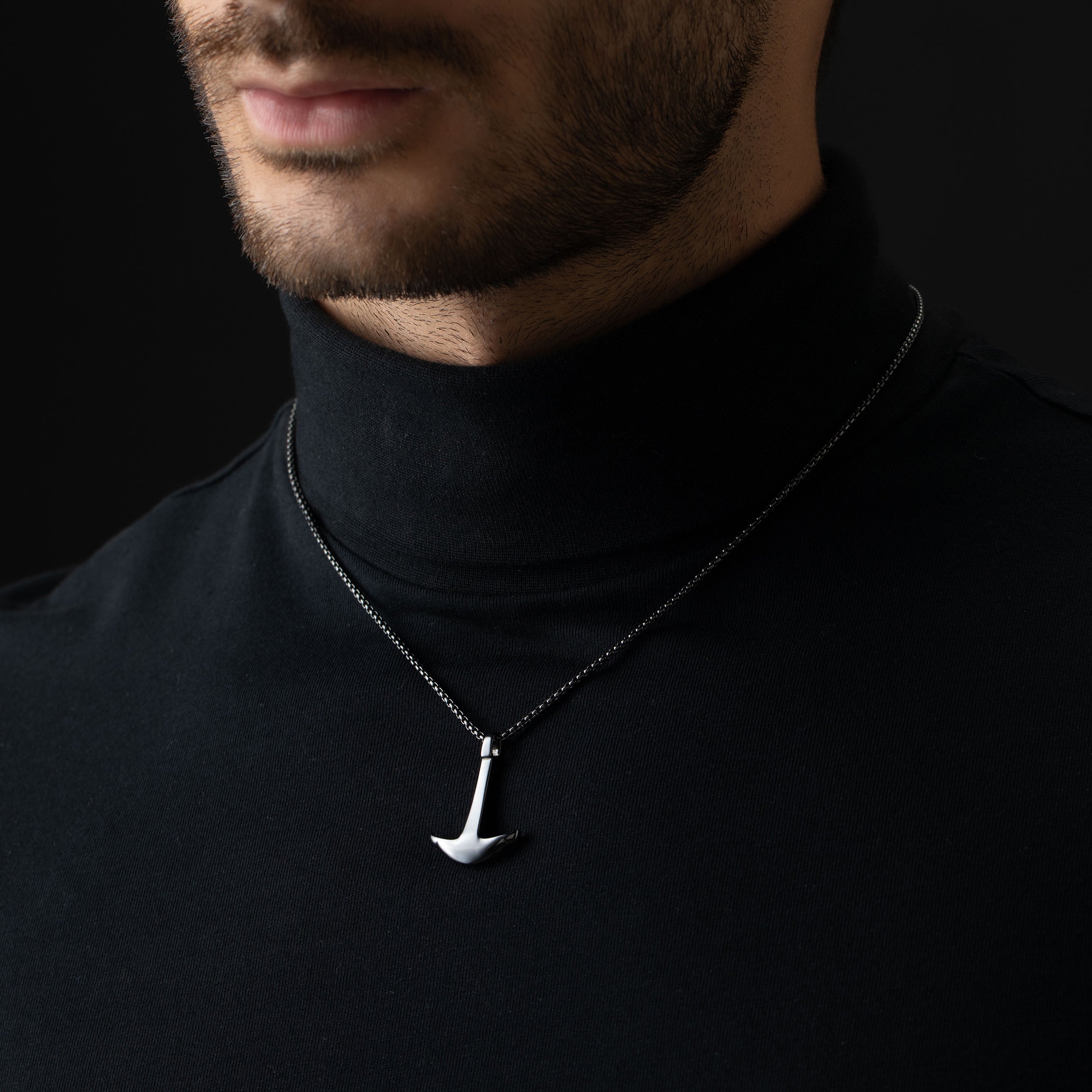 Men's Black Rhodium Anchor Pendant Necklace | SKU : 0020418908, 0020418892 - crash.club by CKC