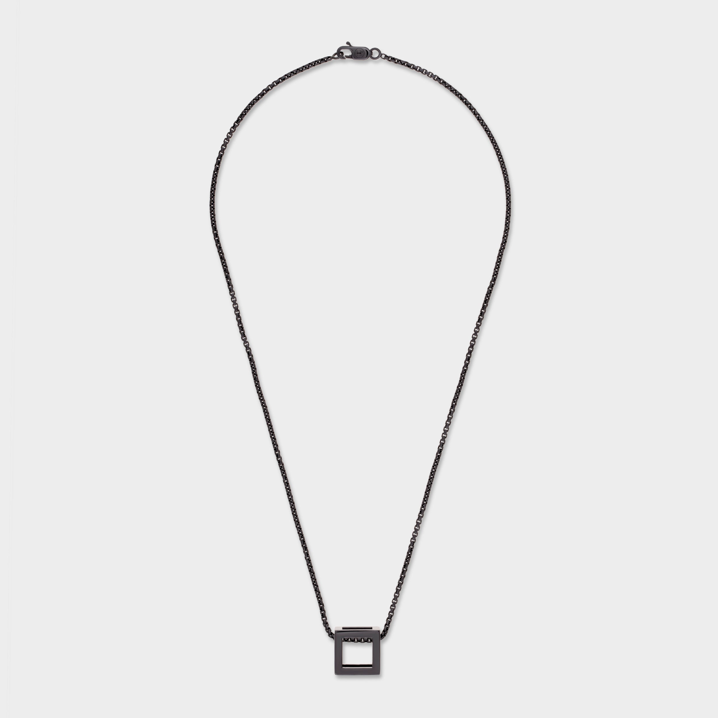 Black Square Sterling Silver Men's Chain Pendant | SKU : 0020418946, 0020418953 - crash.club by CKC