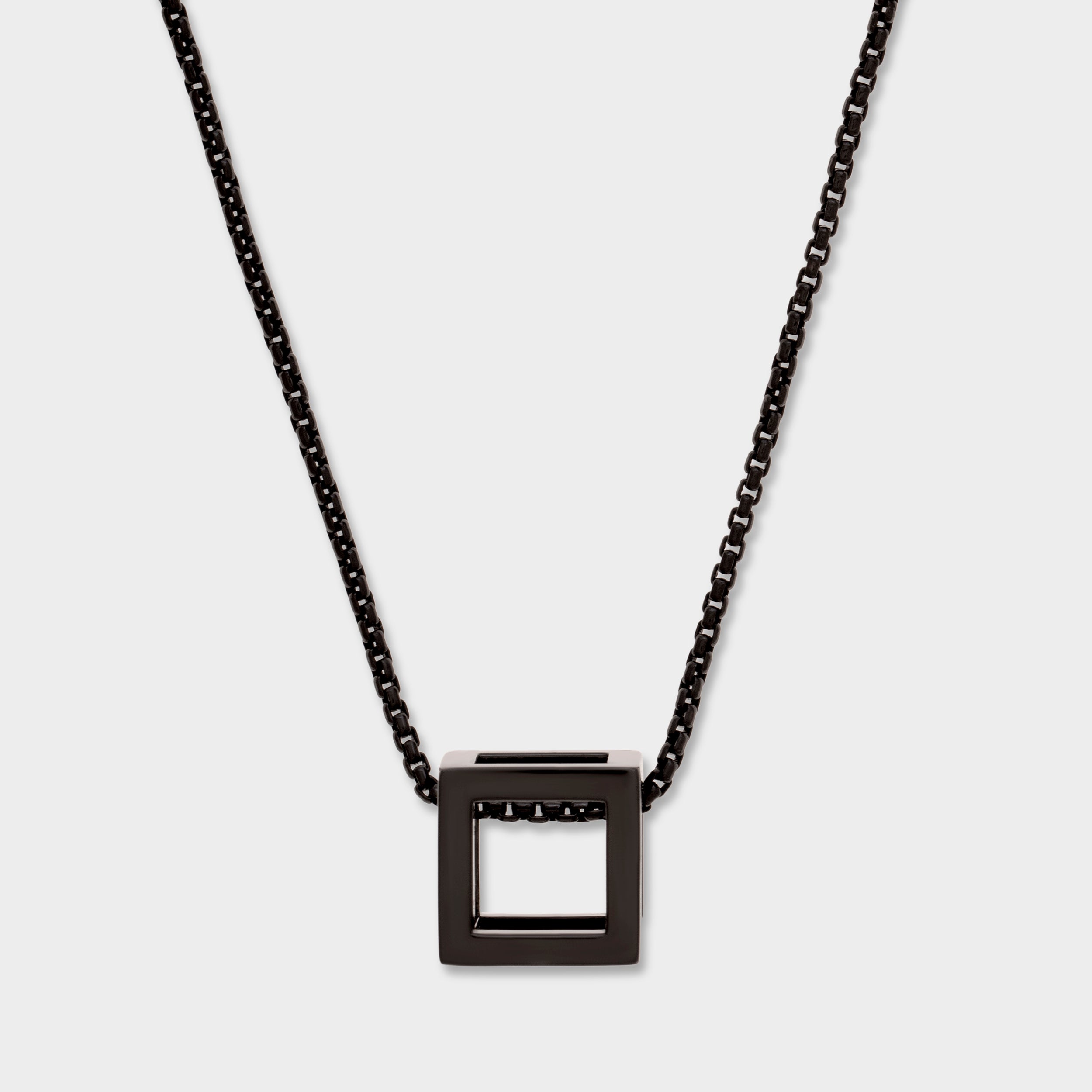 Black Square Sterling Silver Men's Chain Pendant | SKU : 0020418946, 0020418953 - crash.club by CKC