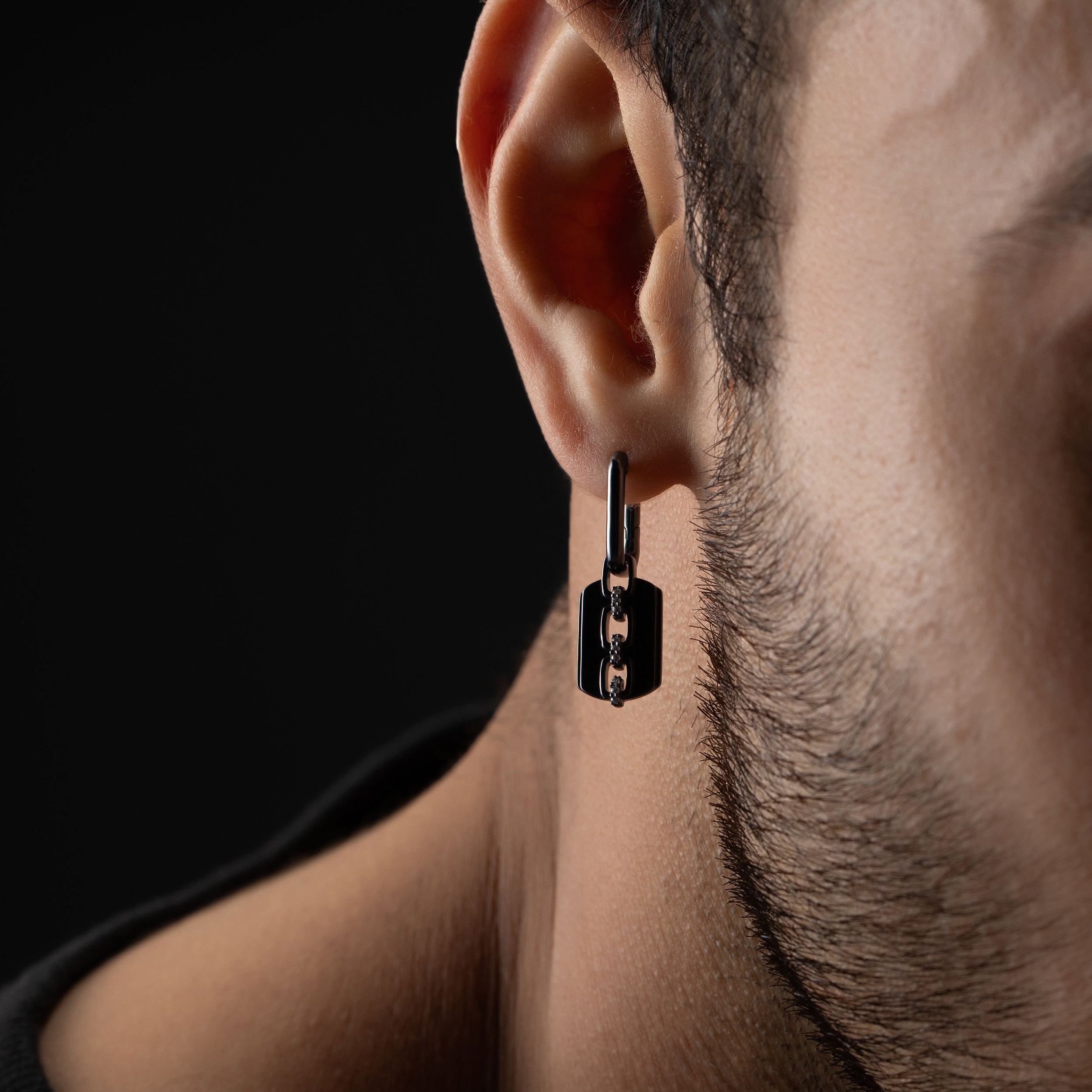 Men's Black Rhodium Geometric Earring | SKU :0020420017, 0020419974, 0020419998, 0020419981,0003345993, 0020420024 - crash.club by CKC