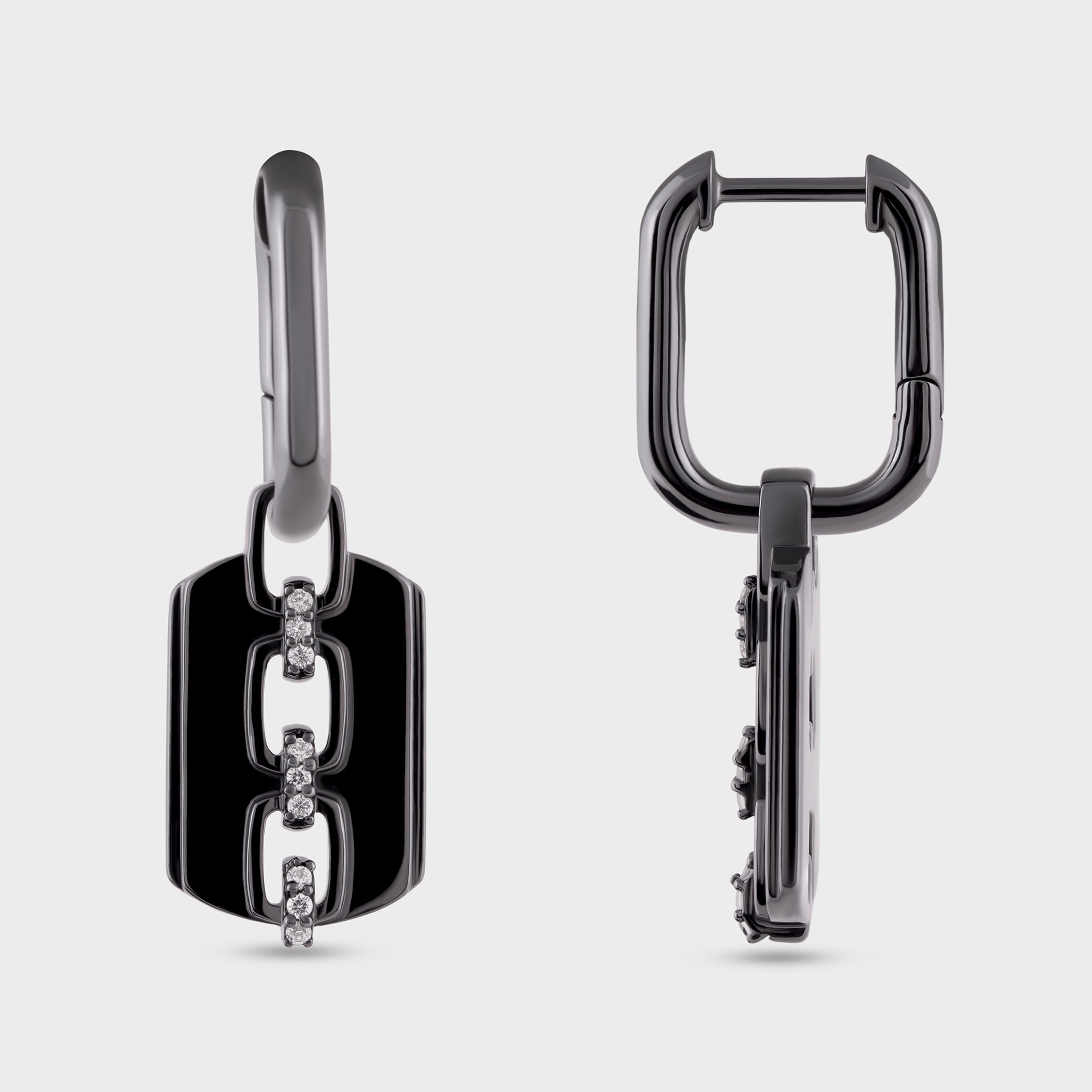 Men's Black Rhodium Geometric Earring | SKU :0020420017, 0020419974, 0020419998, 0020419981,0003345993, 0020420024 - crash.club by CKC