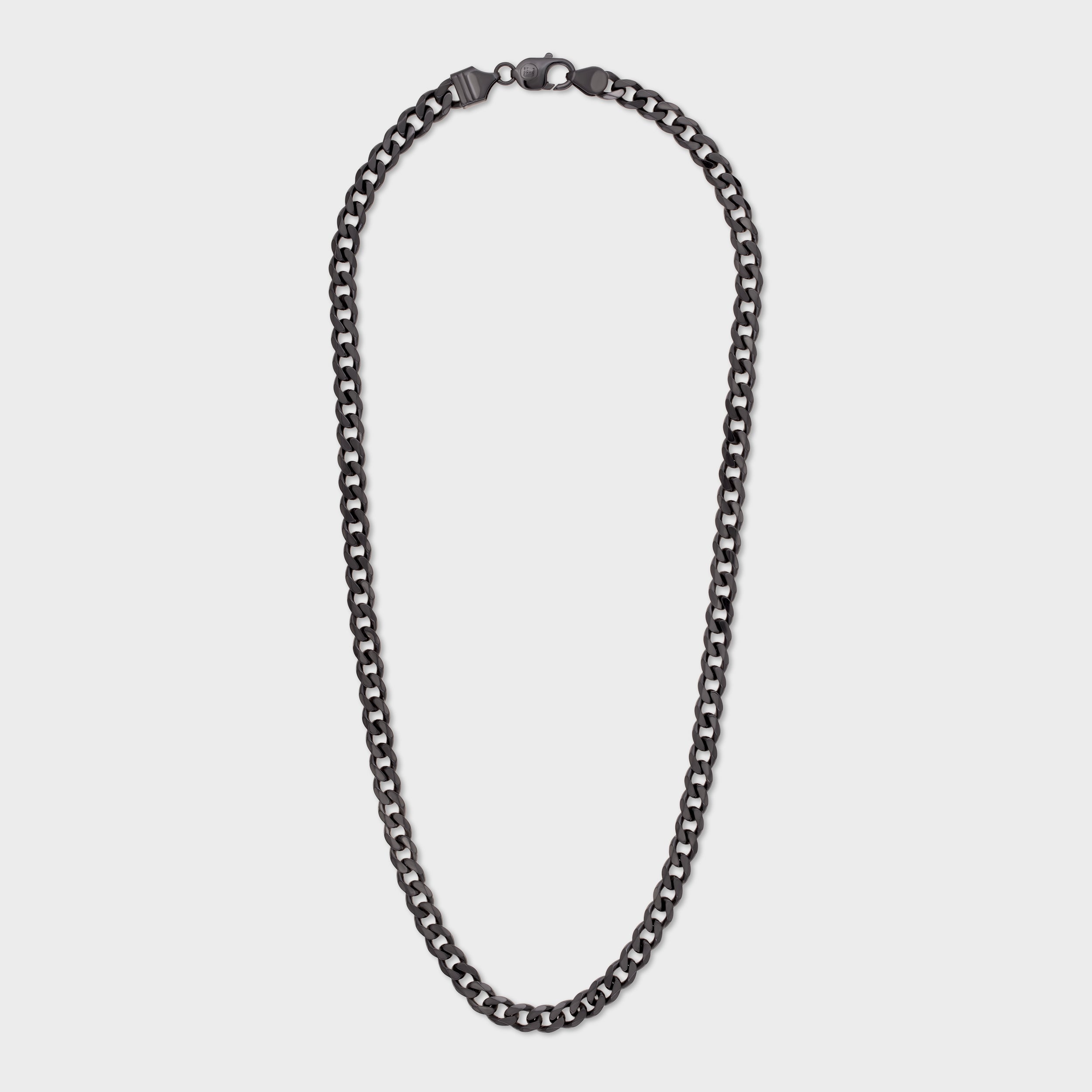 Black Sterling Silver Curb Chain Necklace | SKU : 0020420918, 0020420895 , 0020420888 - crash.club by CKC