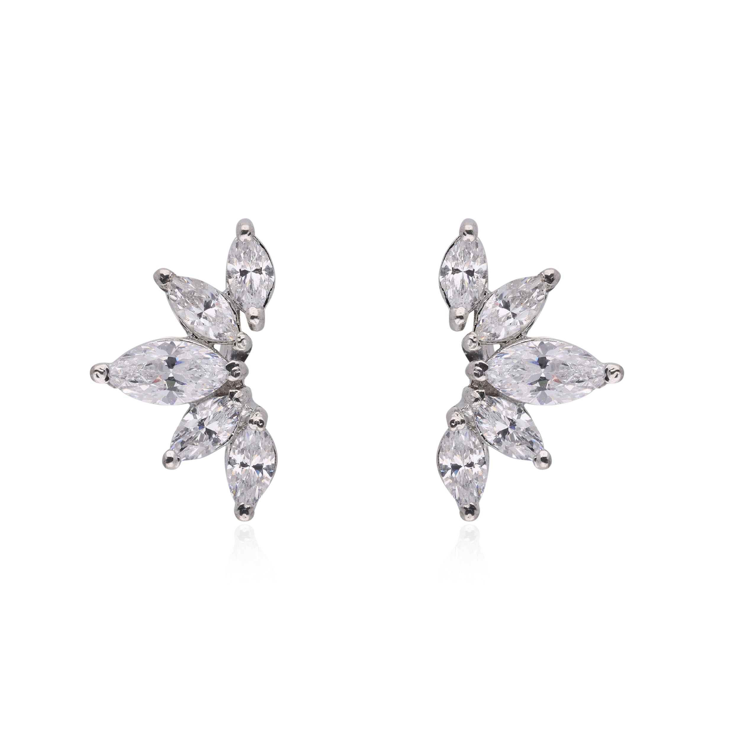 Royal 5 Petal Crown Silver Stud Earring | SKU : 0020592110, 0020592103, 0020592127, 0003366103