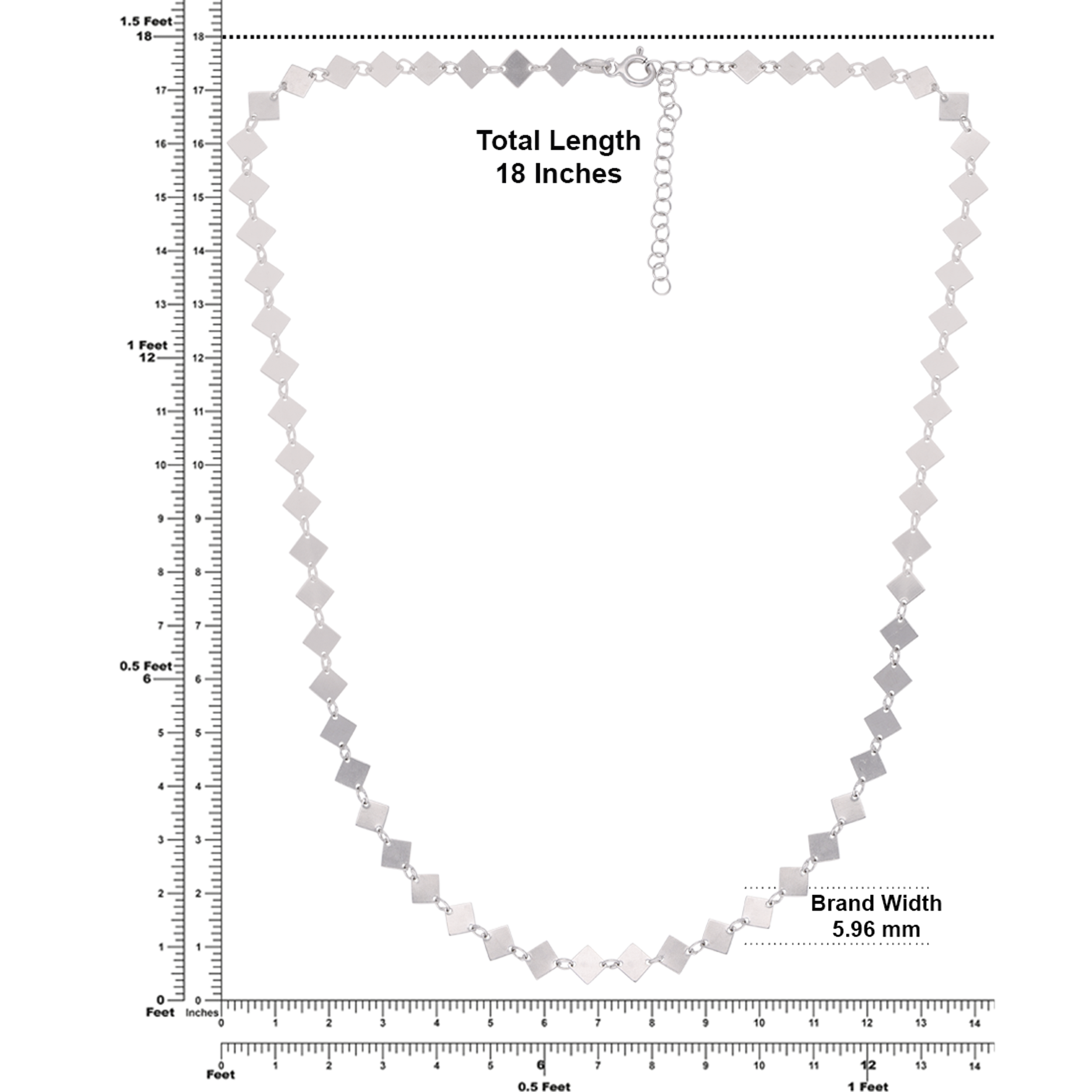 Geometric Grace: Silver Square Charm Chain | SKU : 0020600525 , 0020600532