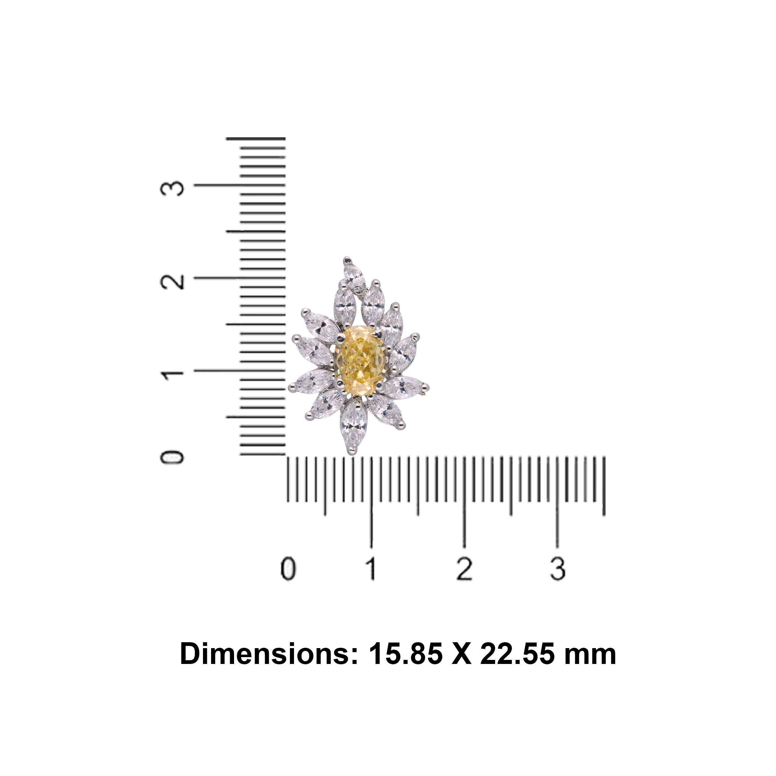 Yellow Oval Shaped Cubic Zircon Ear Studs | SKU : 0020604189, 0020309169, 0020309145, 0020309152, 0020308865 , 0020309176