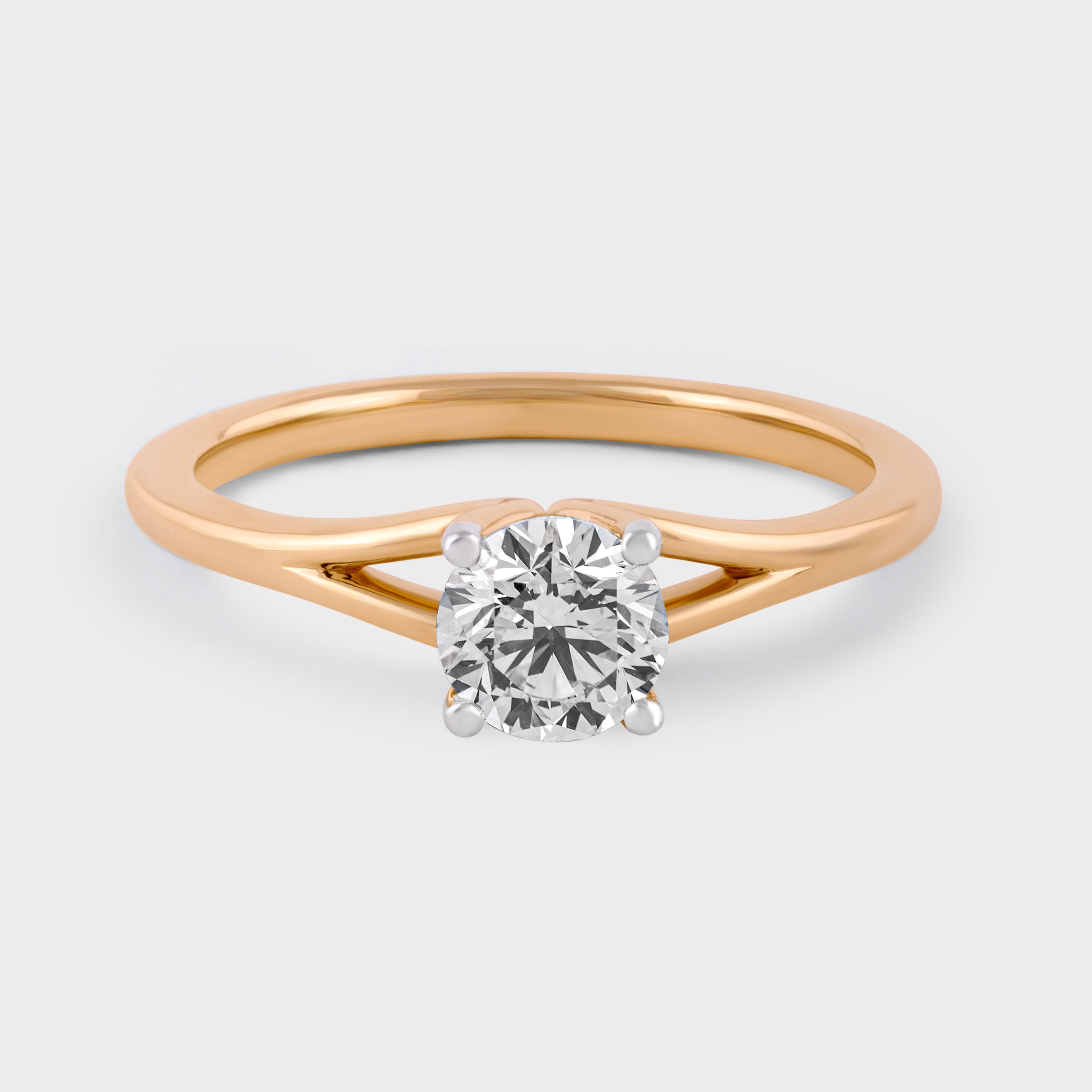 Round Brilliant 0.71 Carat Lab Grown Solitaire Diamond Yellow Gold Band Ring | SKU : 0020606855