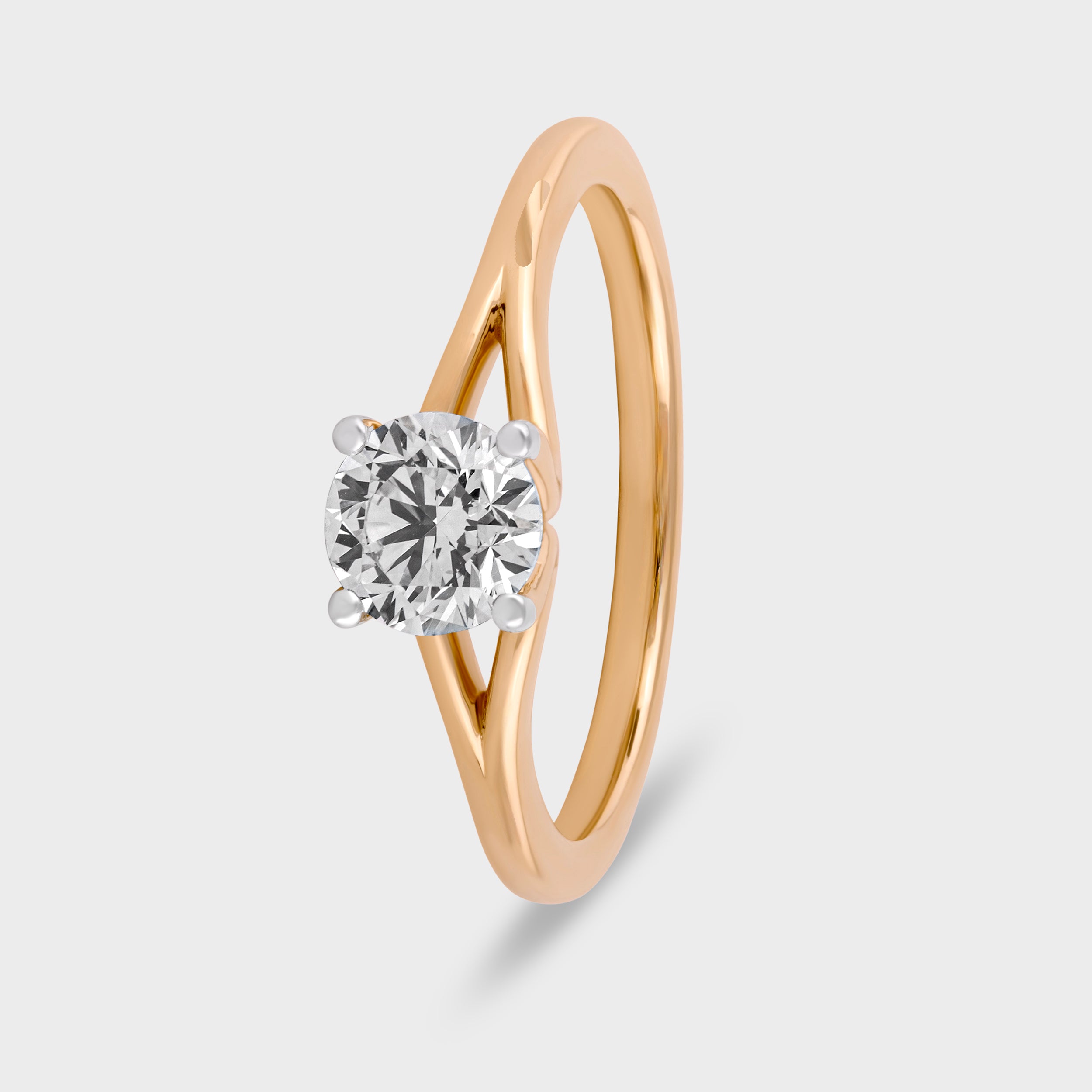 Round Brilliant 0.71 Carat Lab Grown Solitaire Diamond Yellow Gold Band Ring | SKU : 0020606855