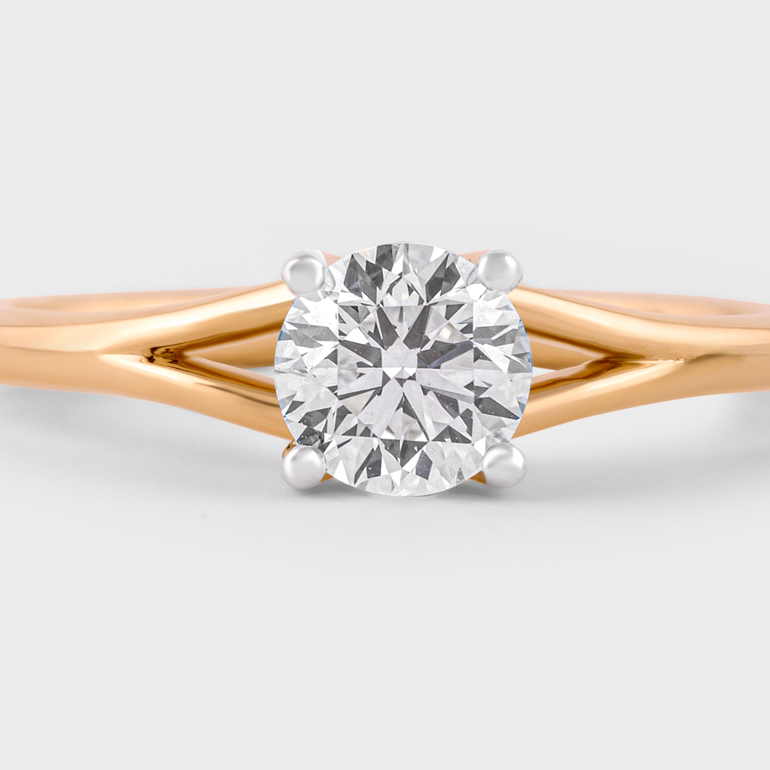 Round Brilliant 0.71 Carat Lab Grown Solitaire Diamond Yellow Gold Band Ring | SKU : 0020606855