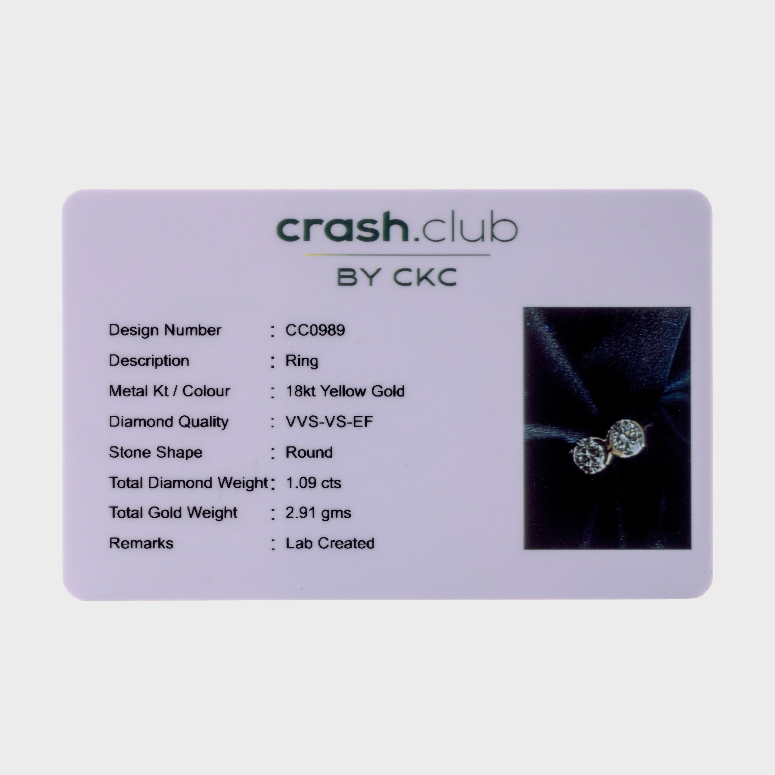 Round Brilliant 1.09 Carat Lab Grown Dual Solitaire Diamond Yellow Gold Band Ring | SKU :0020606916