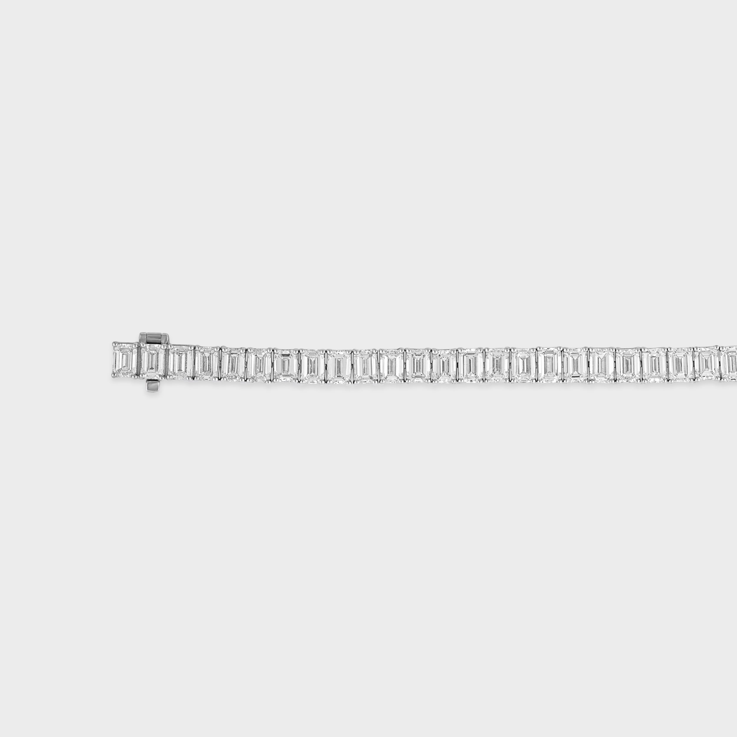Emerald Cut 13.450 Carat Lab Grown Solitaire Diamond White Gold Tennis Bracelet | SKU : 0020606947