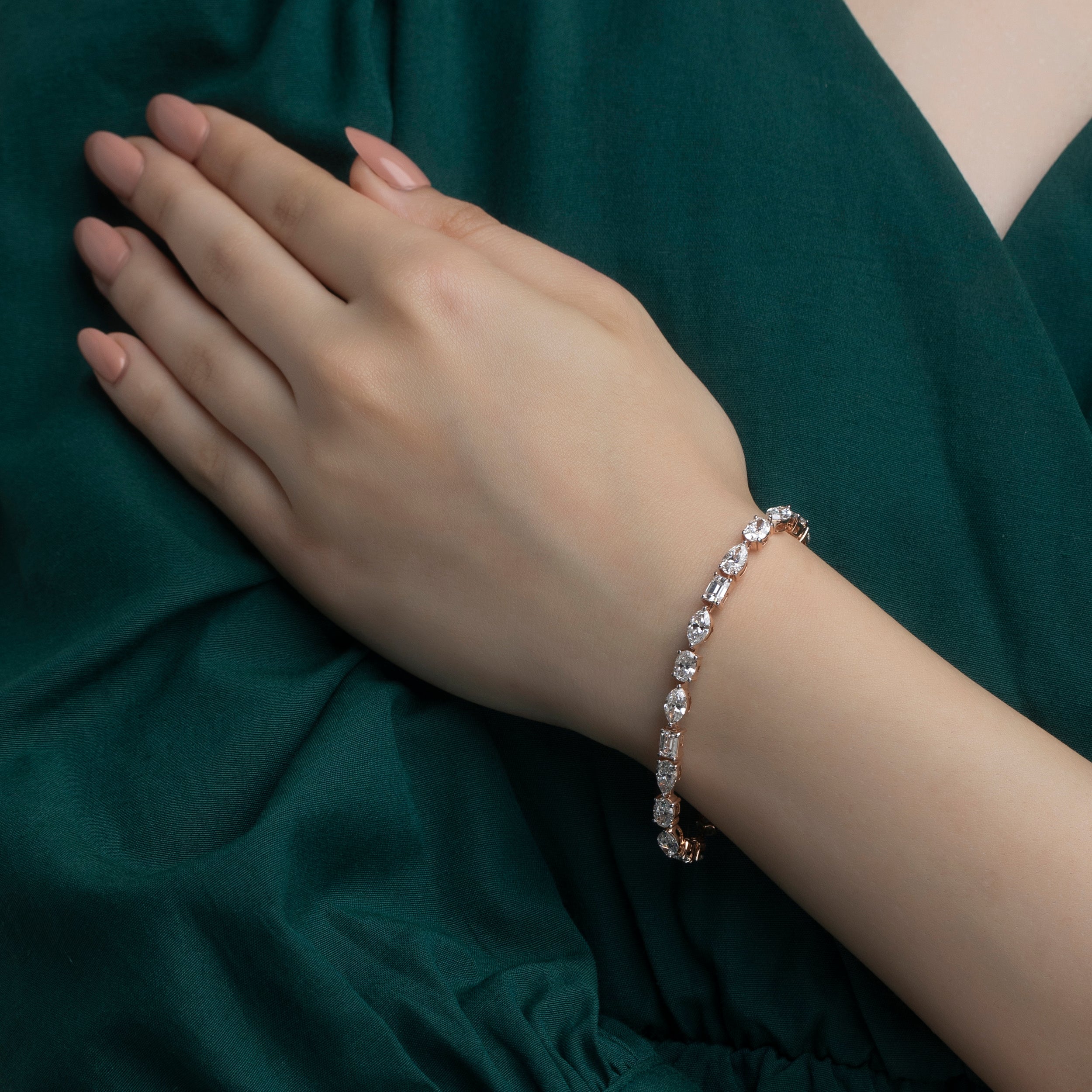 Fancy 11.06 Carat Lab Grown Solitaire Diamond White Gold Bracelet | SKU : 0020608026