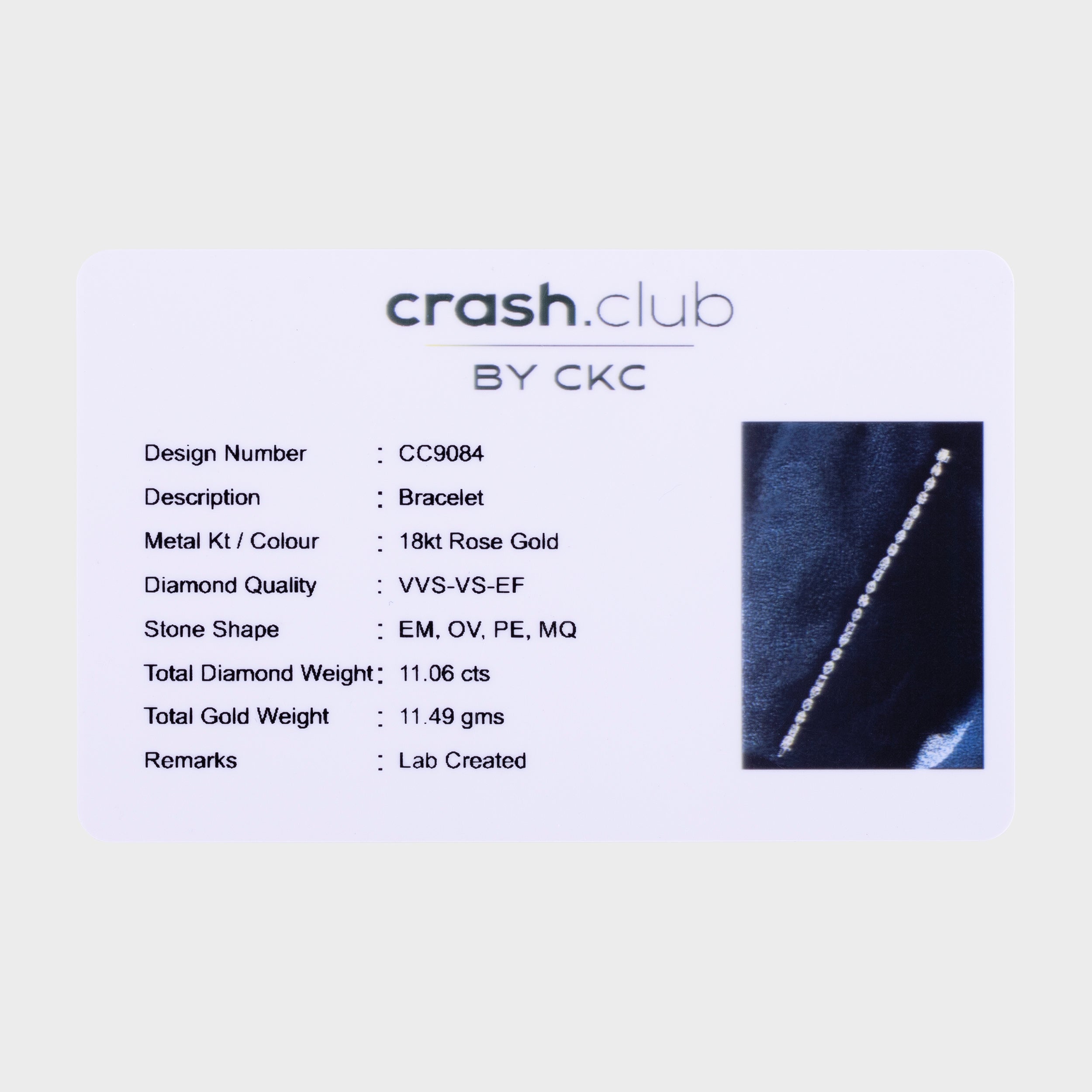 Fancy 11.06 Carat Lab Grown Solitaire Diamond White Gold Bracelet | SKU : 0020608026