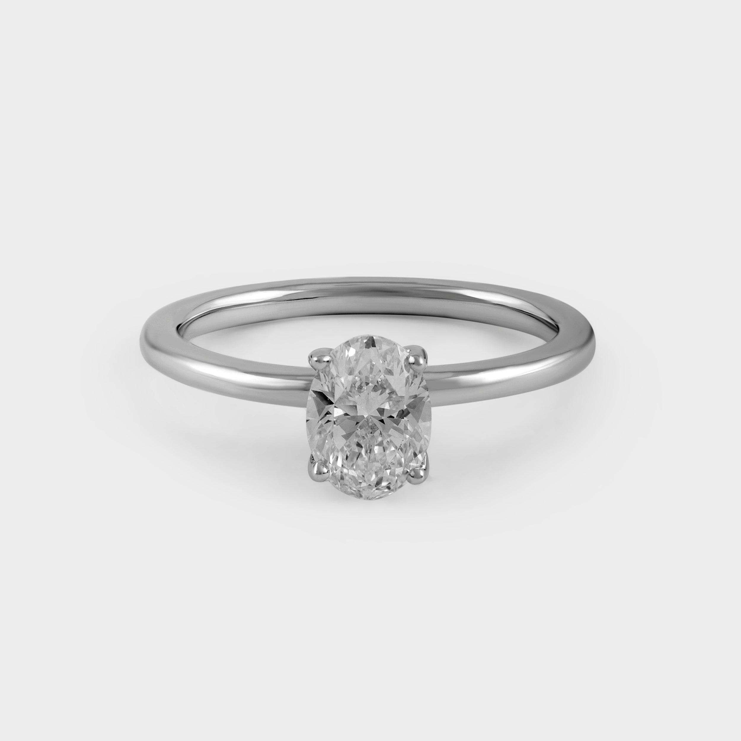 Oval Cut 1.00 Carat Lab-Grown Diamond Solitaire Ring in 18kt White Gold | SKU : 0020622114