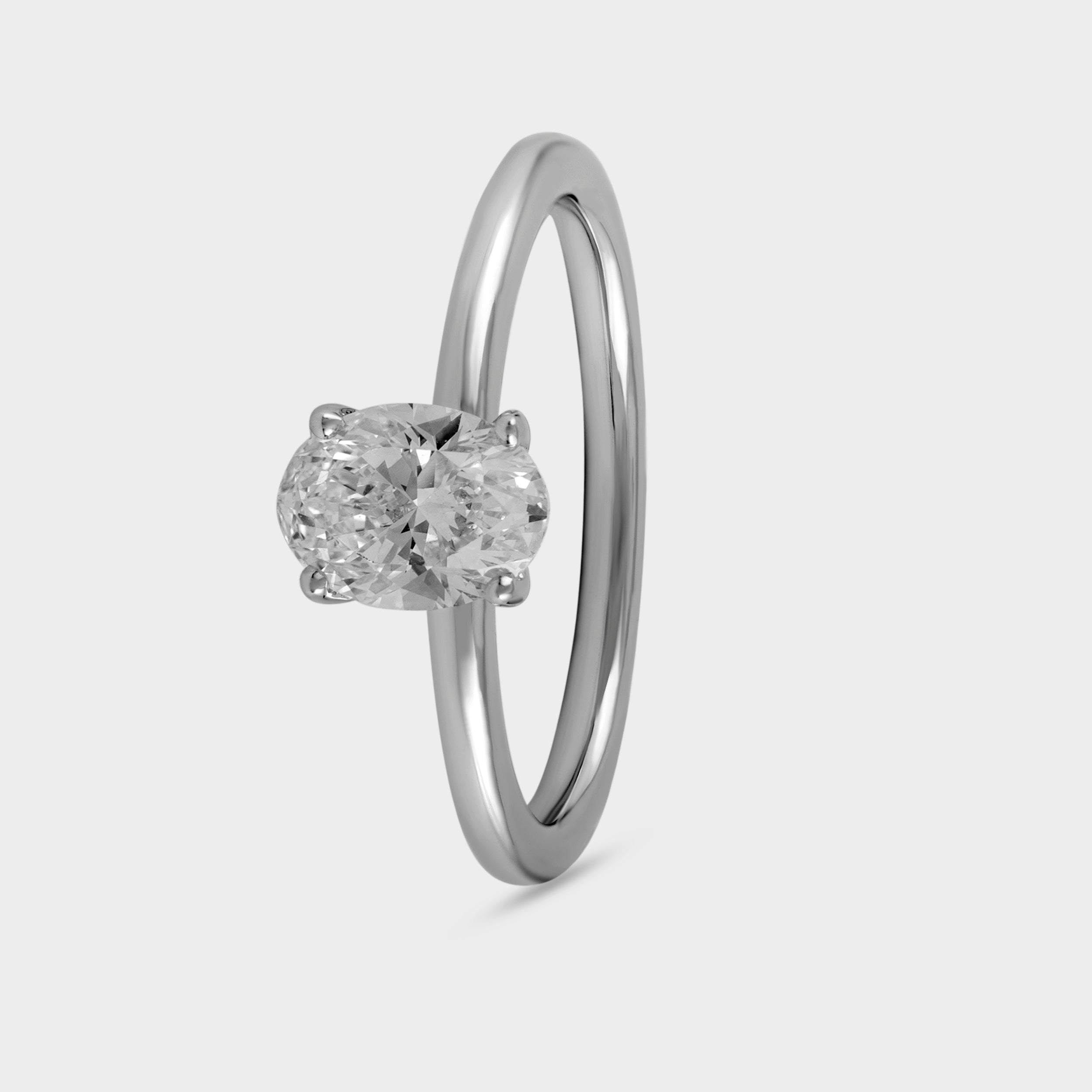 Oval Cut 1.00 Carat Lab-Grown Diamond Solitaire Ring in 18kt White Gold | SKU : 0020622114