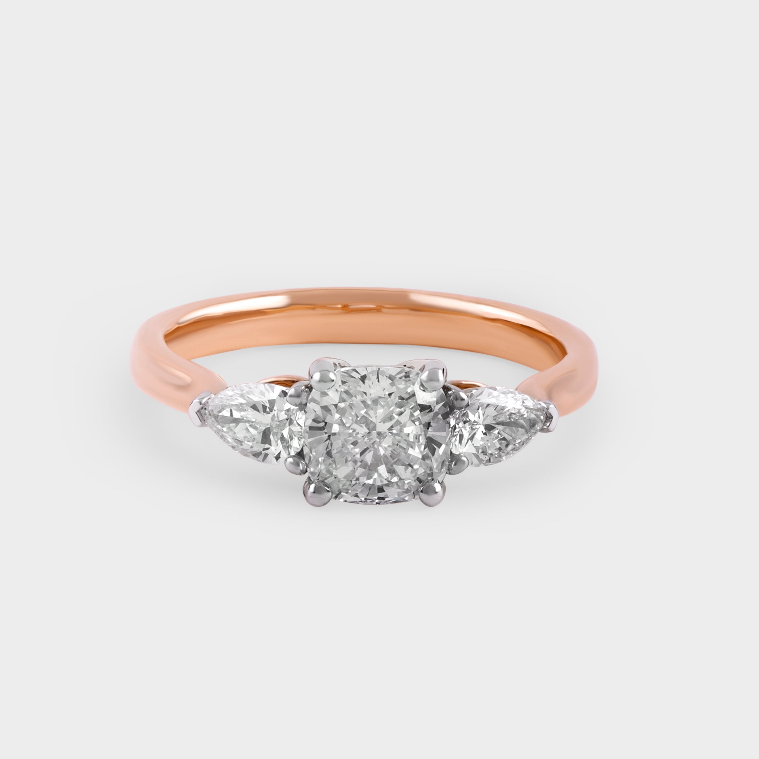 Cushion-Cut & Pear-Shaped 1.53 Carat Lab-Grown Diamond Ring in 18kt Rose Gold | SKU : 0020622169
