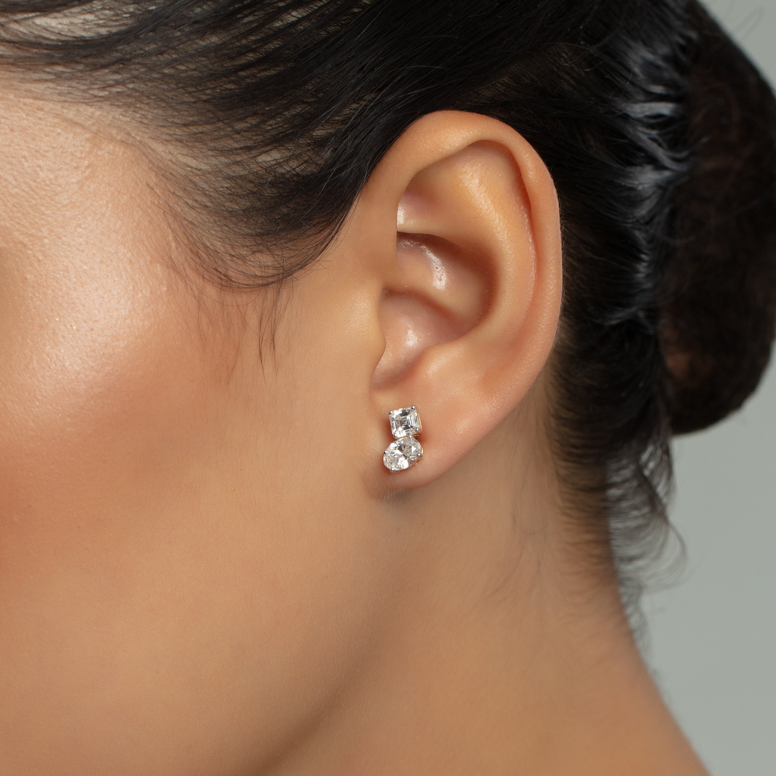 Fancy Oval-Cut 2.00 Carat Lab-Grown Diamond Pair Ear Studs | SKU : 0020623449