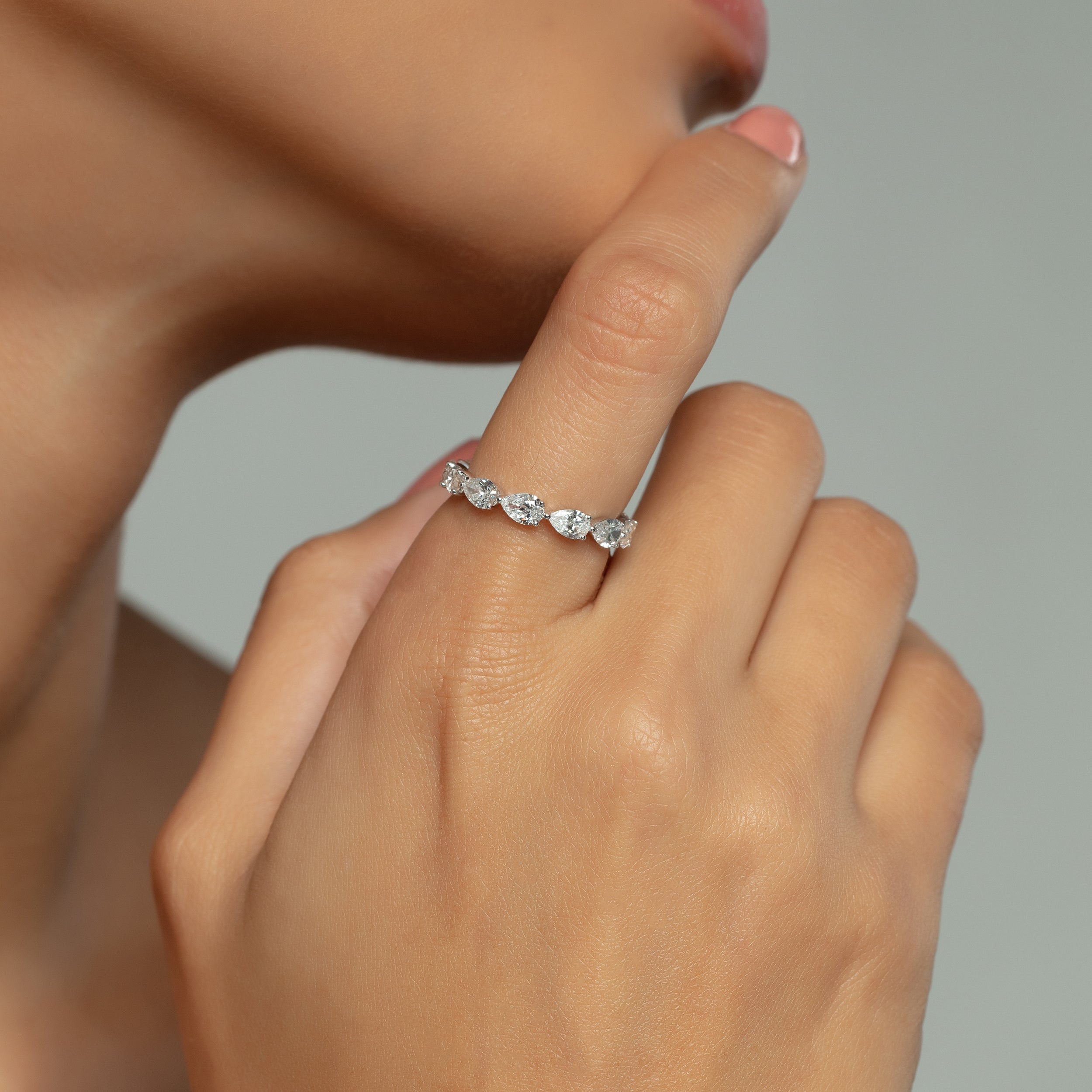 Pear-Shaped 2.68 Carat Lab-Grown Diamond Eternity Band in 18kt White Gold | SKU : 0020623456