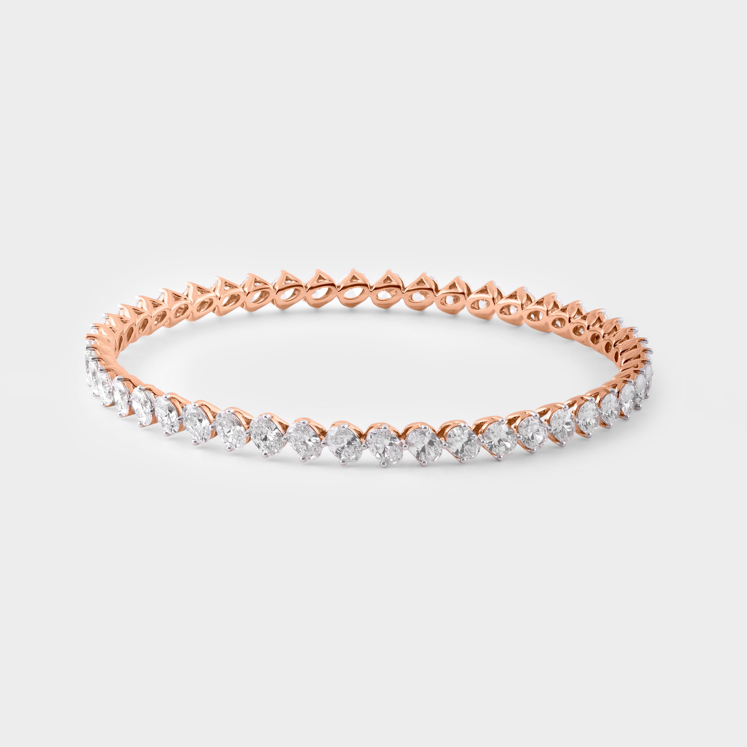 Oval Cut 21.68 Carat Lab-Grown Diamond Solitaire Bangle Pair in 18kt Rose Gold | SKU : 0020636159