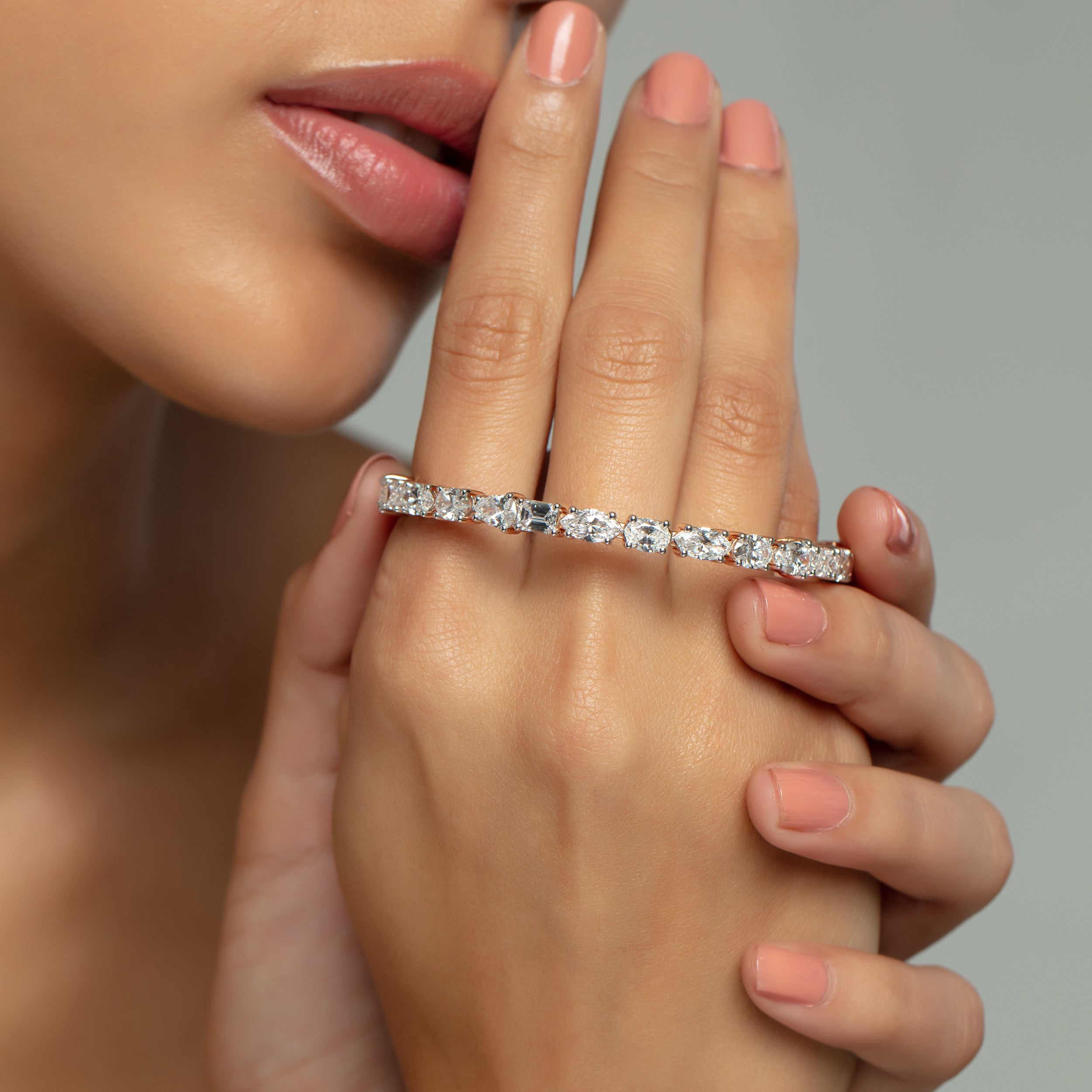 Mixed-Cut 14.77 Carat Lab-Grown Diamond Solitaire Bangle in 18kt Rose Gold | SKU : 0020637767