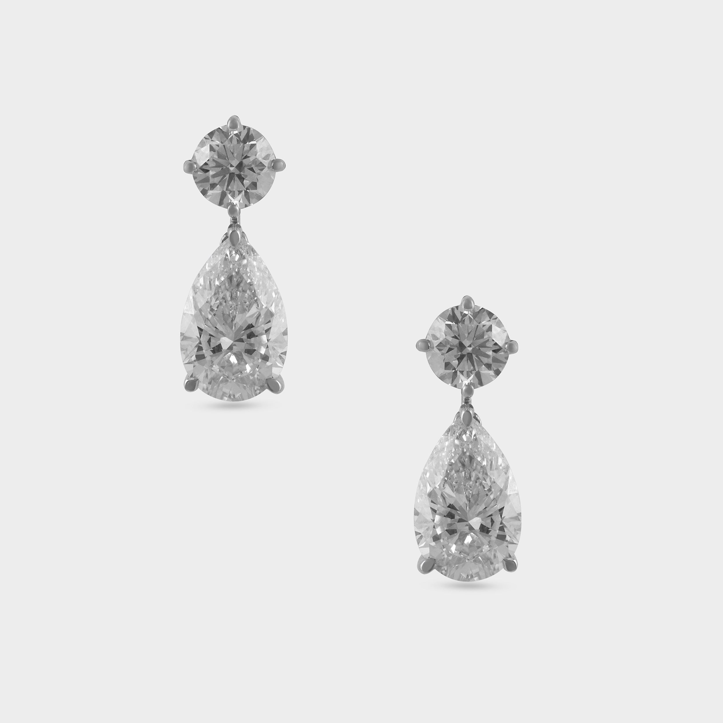Dual Diamond 4.04 Carat Lab-Grown Diamond Pair Drop Earrings in 18KT White Gold | SKU : 0020705664