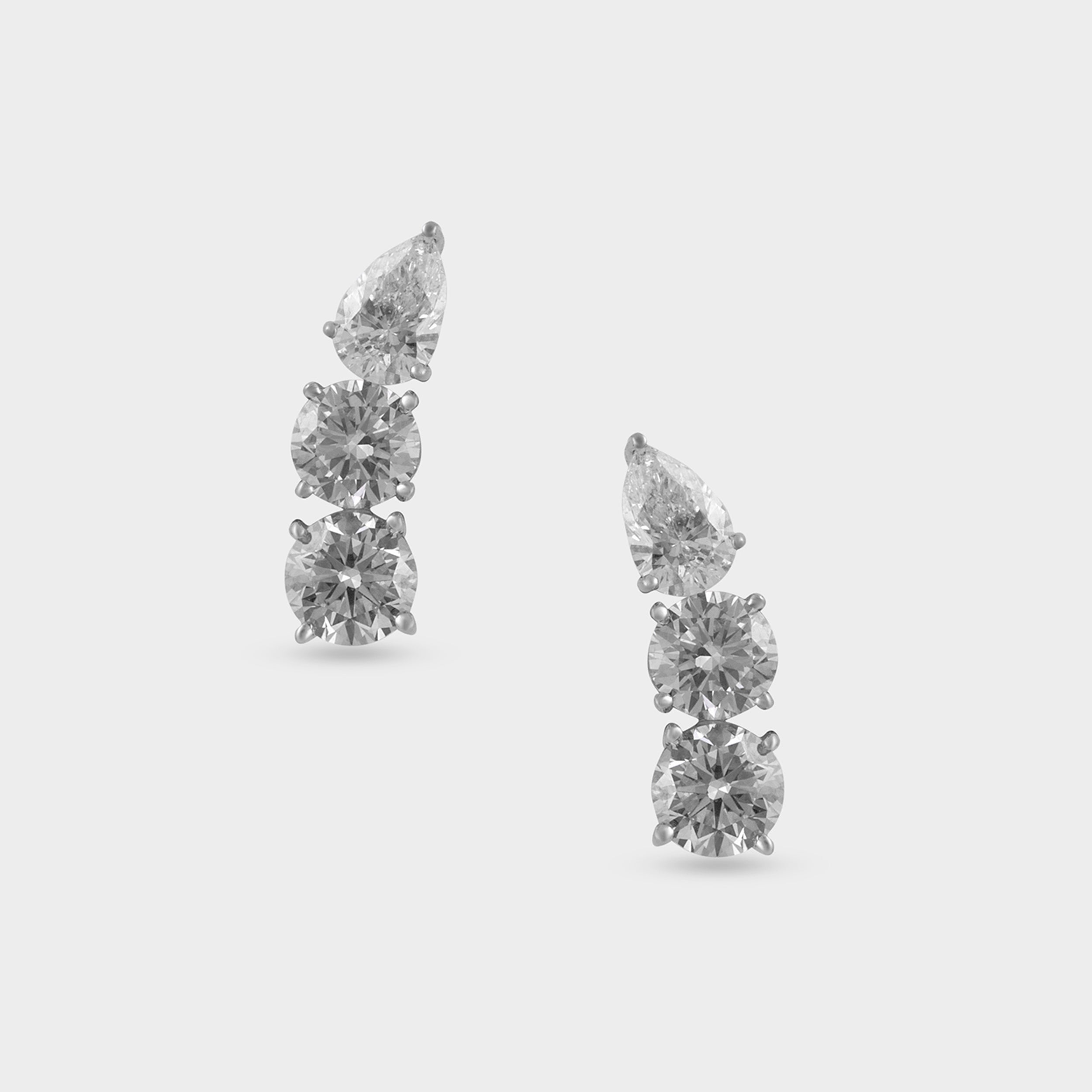Triple Diamond 1.60 Carat Lab Grown Diamond Crossover Pair Drop Earrings in 18KT White Gold | SKU : 0020705695