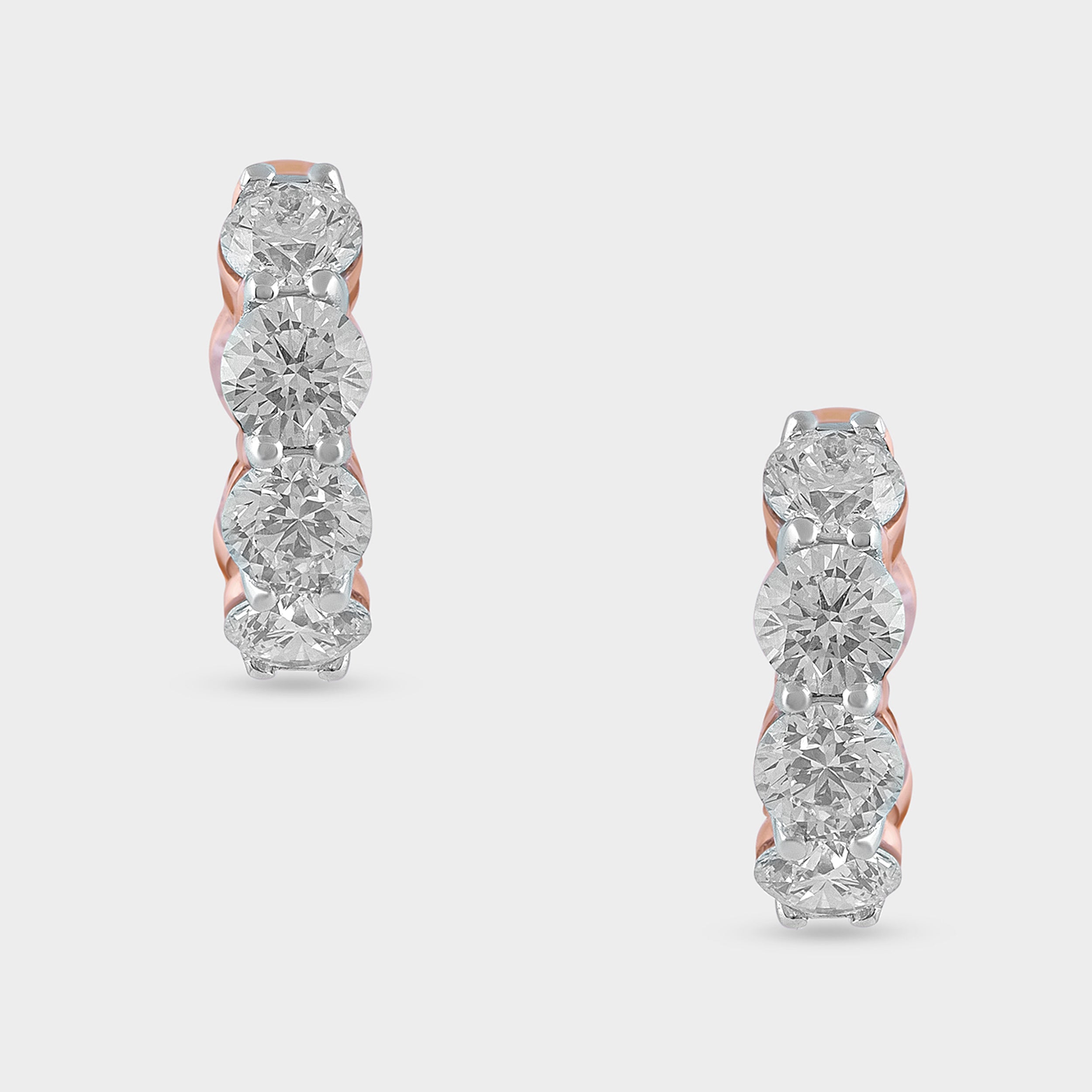 Round Brilliant 3.89 Carat Lab-Grown Diamond Single Line Solitaire Pair Ear Hoops | SKU : 0020709600