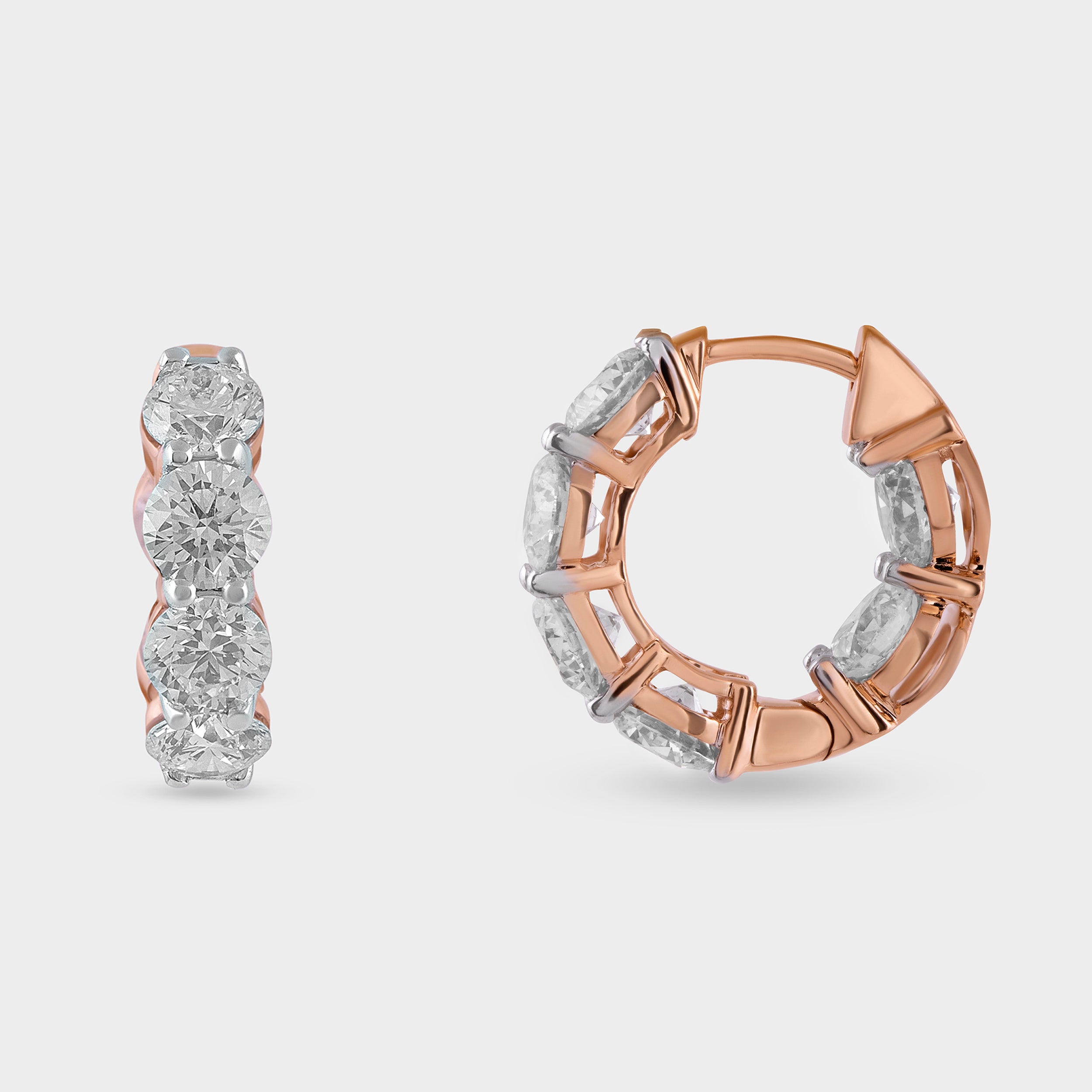 Round Brilliant 3.89 Carat Lab-Grown Diamond Single Line Solitaire Pair Ear Hoops | SKU : 0020709600