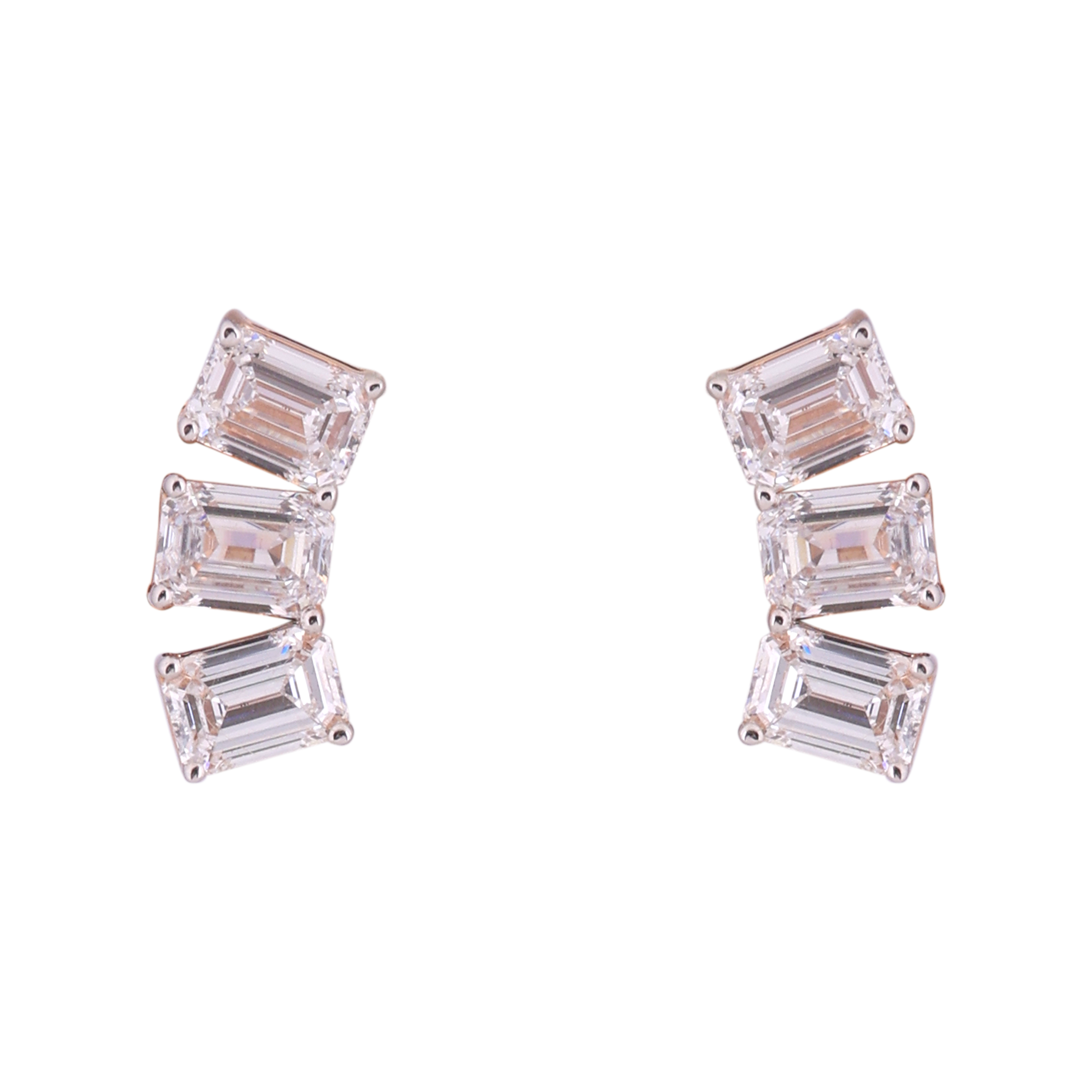 Emerald-Cut 2.24 Carat Lab-Grown Diamond Pair Earstuds in 18KT Rose Gold | SKU : 0020718473
