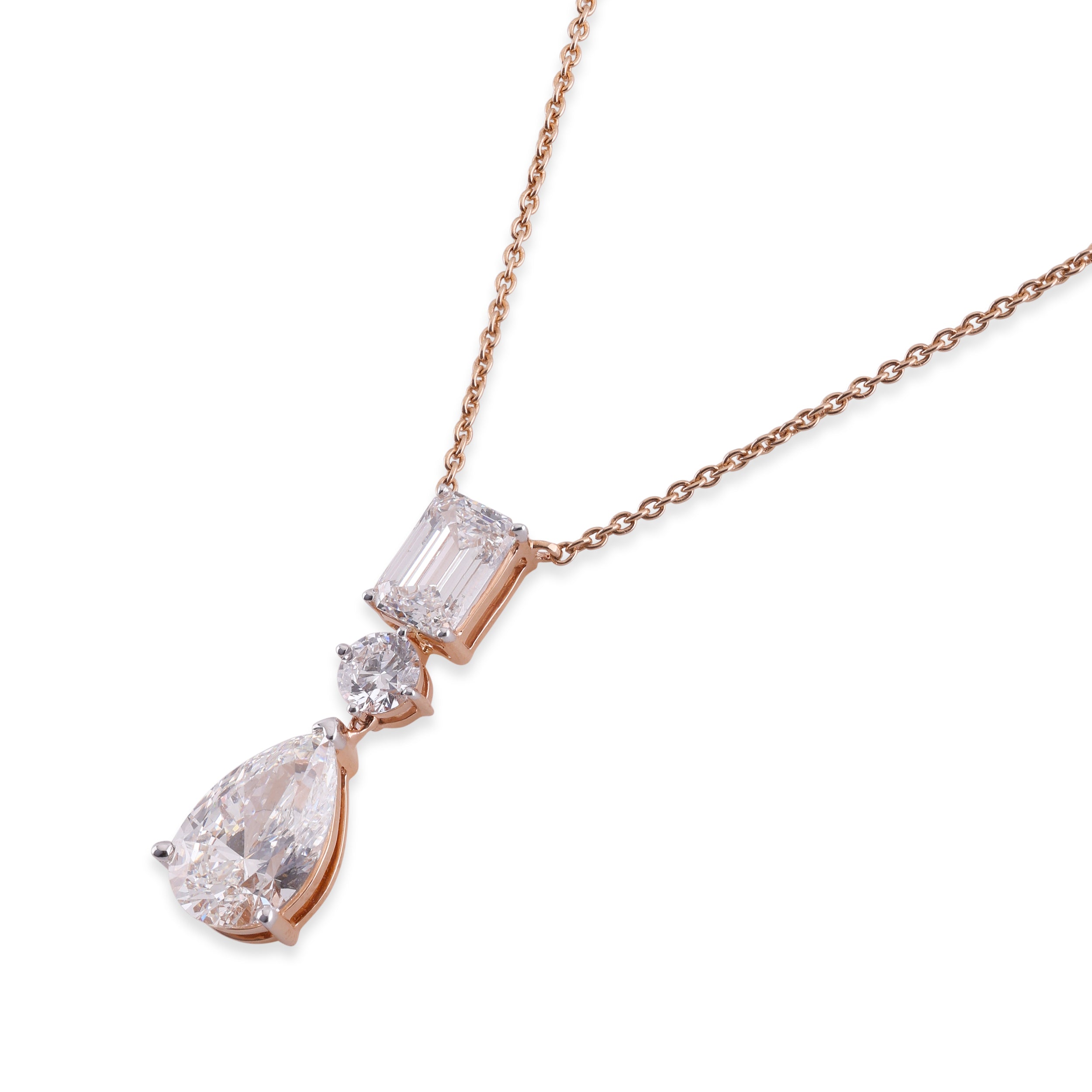 Various-Cut 3.46 Carat Triple Lab-Grown Diamond Design Necklace in White Gold | SKU : 0020719463