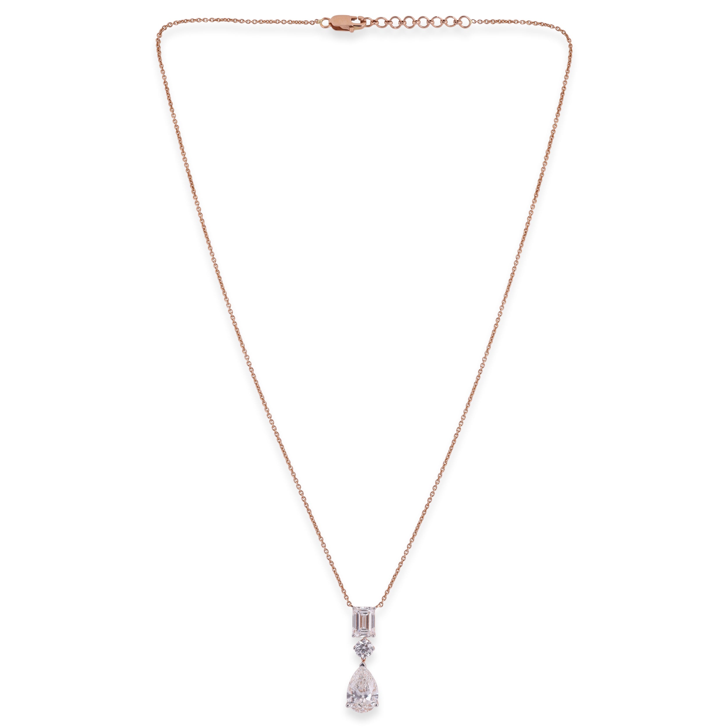 Various-Cut 3.46 Carat Triple Lab-Grown Diamond Design Necklace in White Gold | SKU : 0020719463