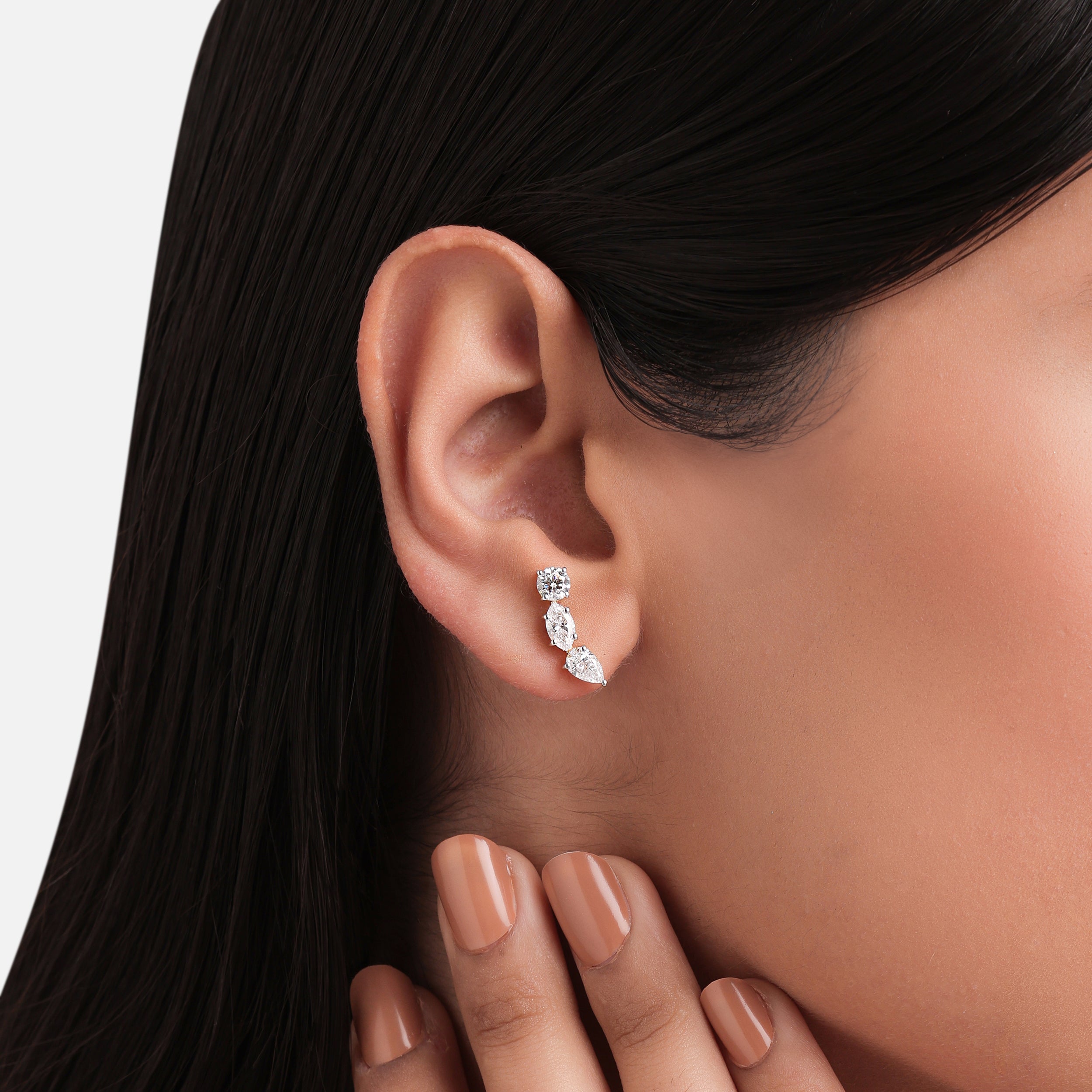 Triple Cut 1.850 Carat Lab-Grown Diamond Pair Earstuds in 18KT Yellow Gold| SKU : 0020719883