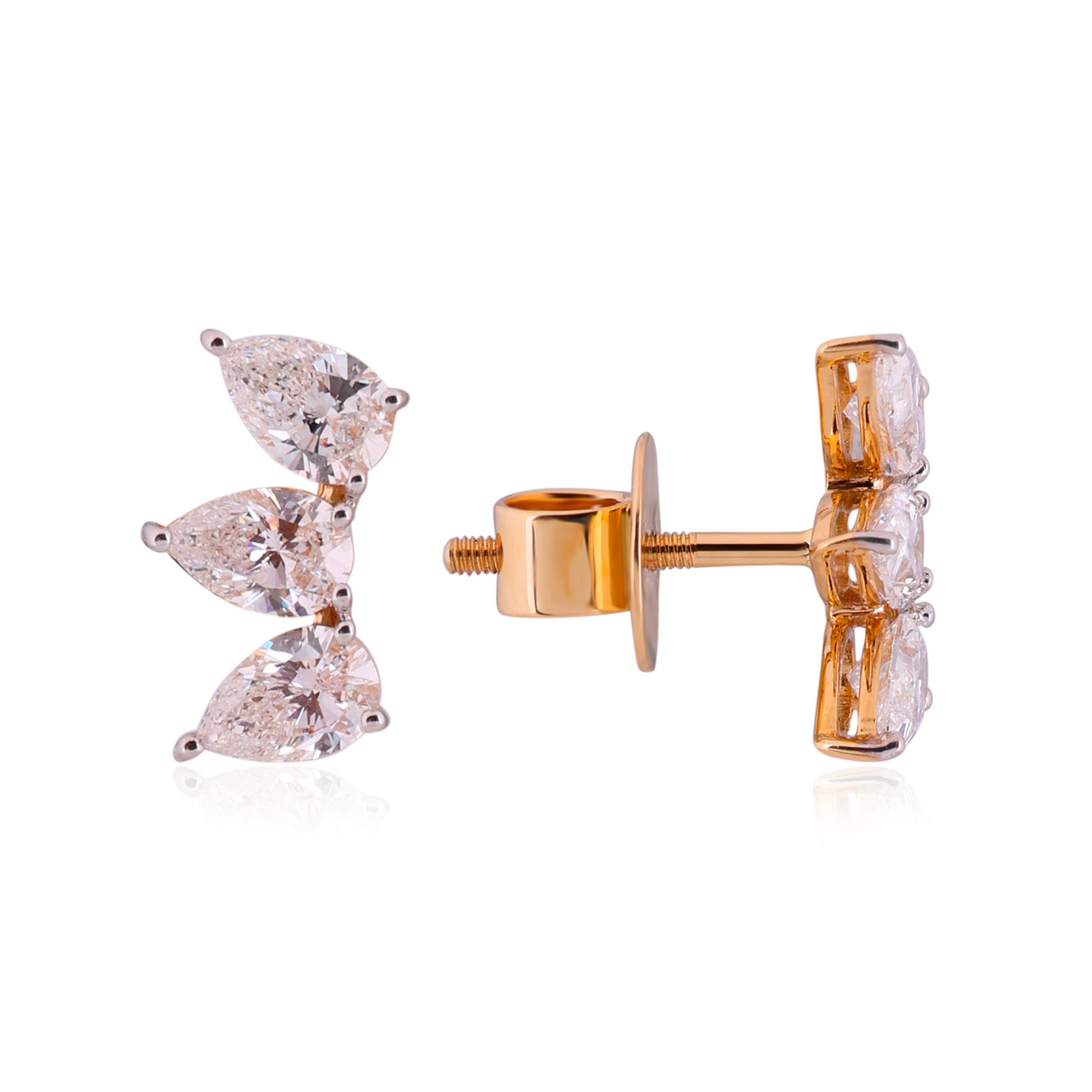 Pear-Shaped 1.79 Carat Lab-Grown Diamond Pair Earstuds in 18KT Yellow Gold | SKU : 0020719890