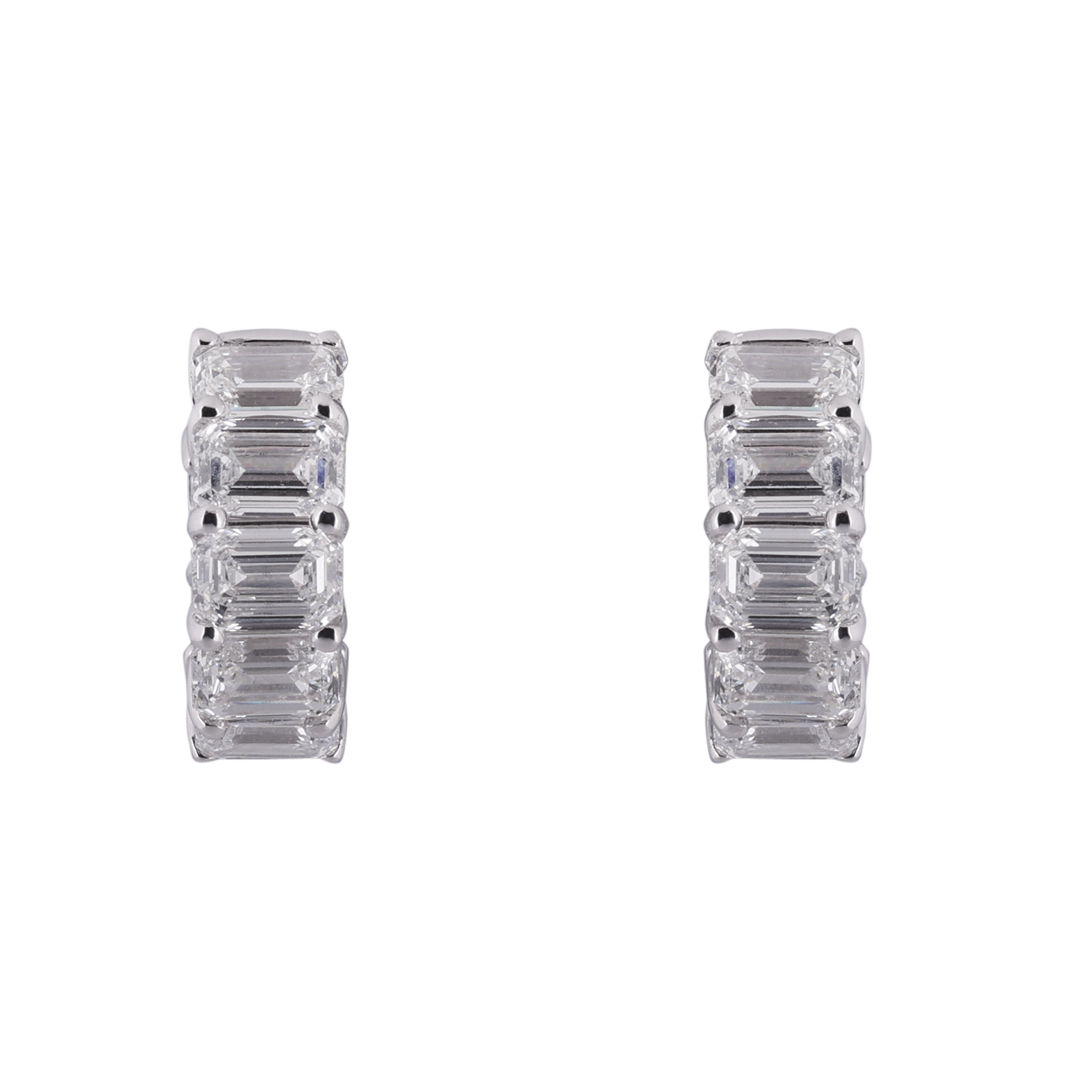 Emerald-Cut 5.960 Carat Lab-Grown Diamond Pair Earstuds in 18KT White Gold | SKU : 0020719906
