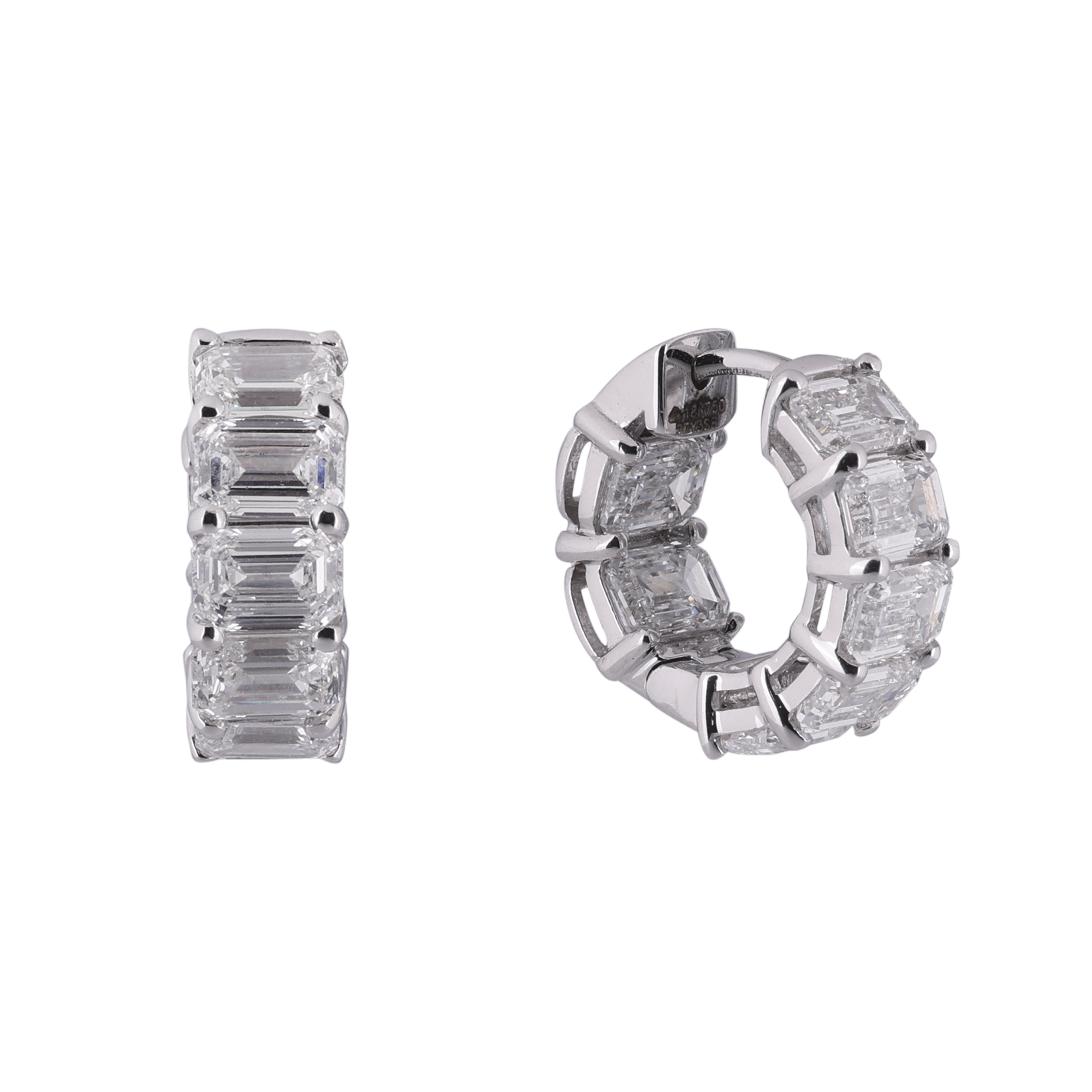 Emerald-Cut 5.960 Carat Lab-Grown Diamond Pair Earstuds in 18KT White Gold | SKU : 0020719906