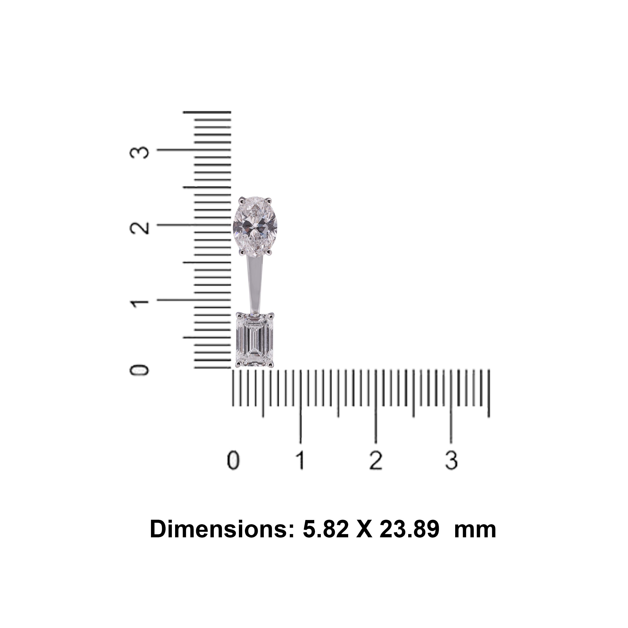 Oval & Emerald-Cut 4.07 Carat Lab-Grown Diamond Pair Ear Drops in 18K White Gold | SKU : 0020720759