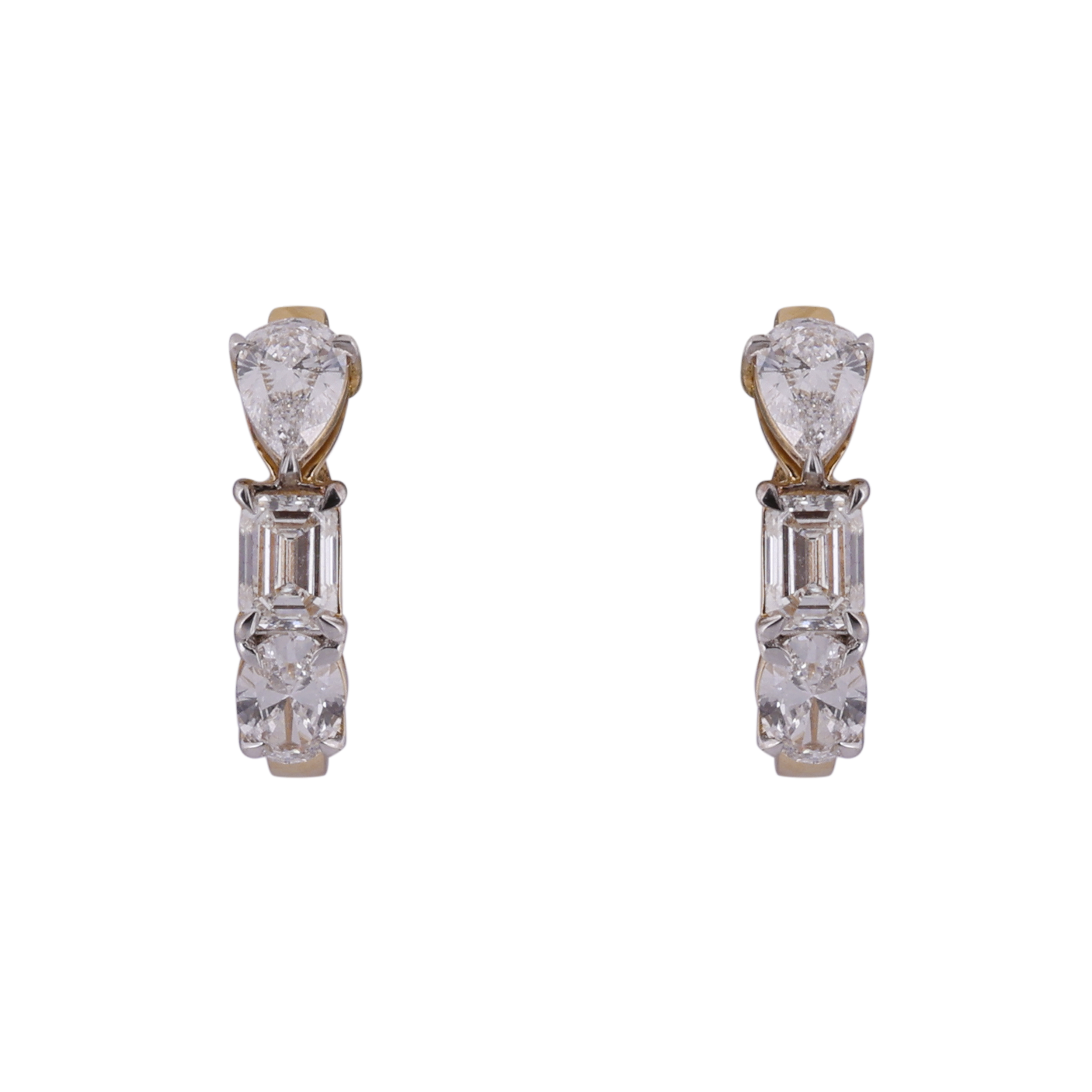 Pear, Emerald & Oval Cut 1.44 Carat Lab-Grown Diamond Pair Earhoops | SKU : 0020740719