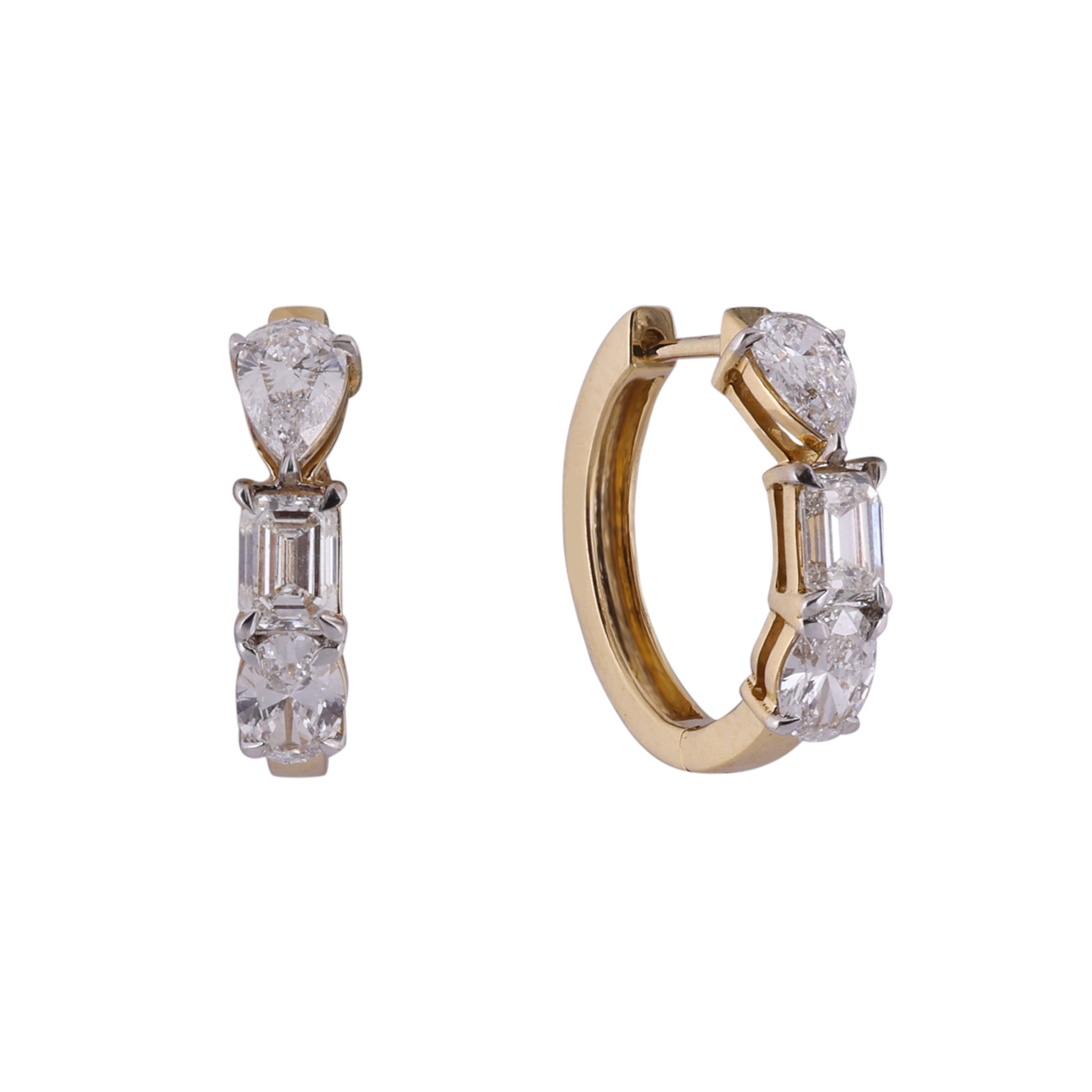 Pear, Emerald & Oval Cut 1.44 Carat Lab-Grown Diamond Pair Earhoops | SKU : 0020740719