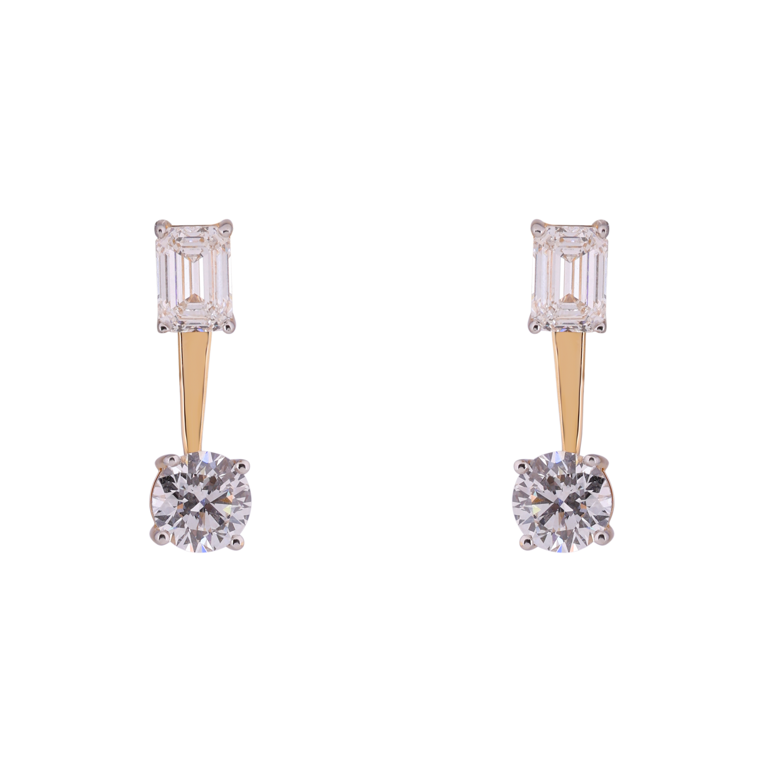 Emerald & Round Brilliant 4.20 Carat Lab-Grown Diamond Detachable Pair Eardrops | SKU : 0020740863
