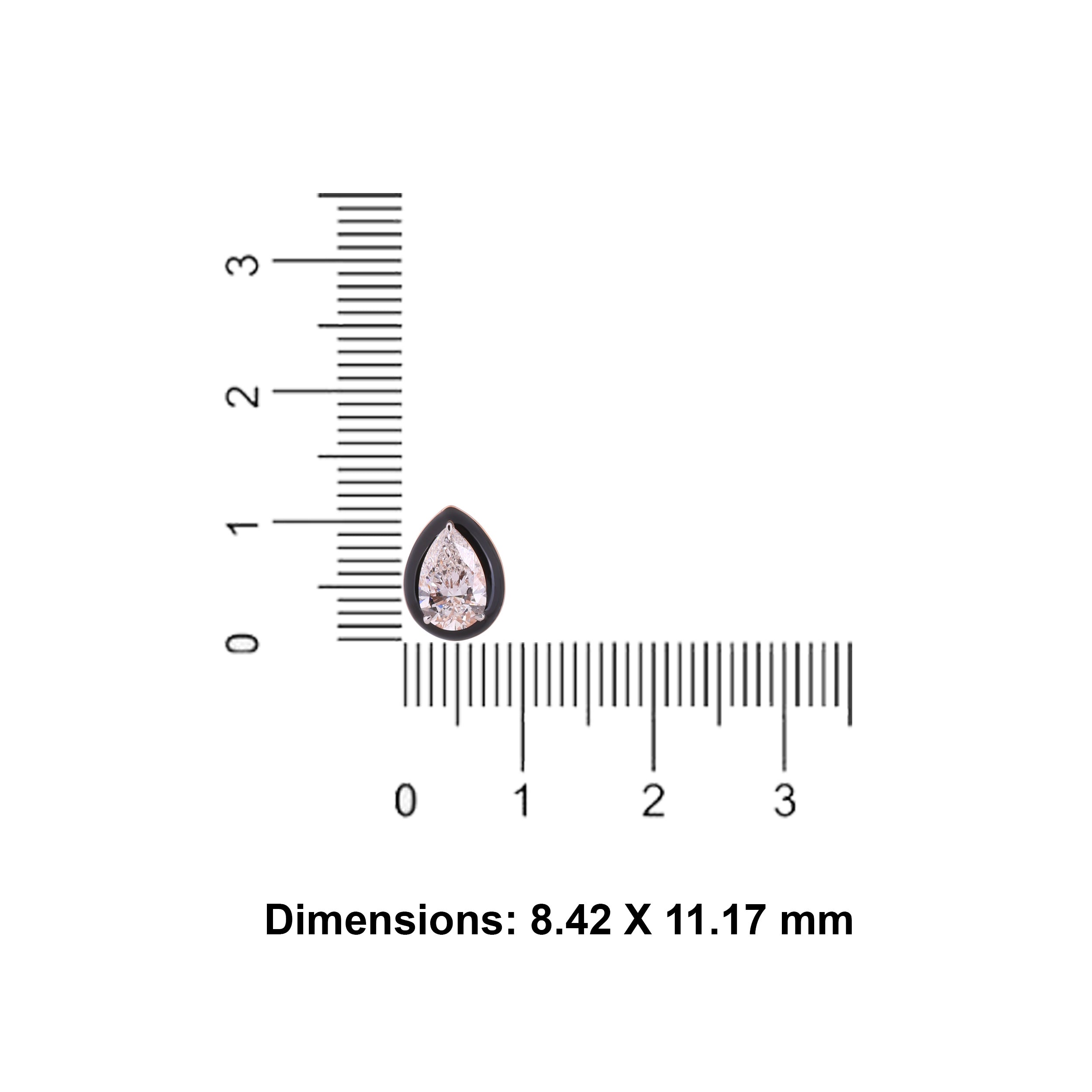 Pear-Shaped 2.01 Carat Lab-Grown Diamond Pair Earstuds with Black Ceramic | SKU : 0020740887