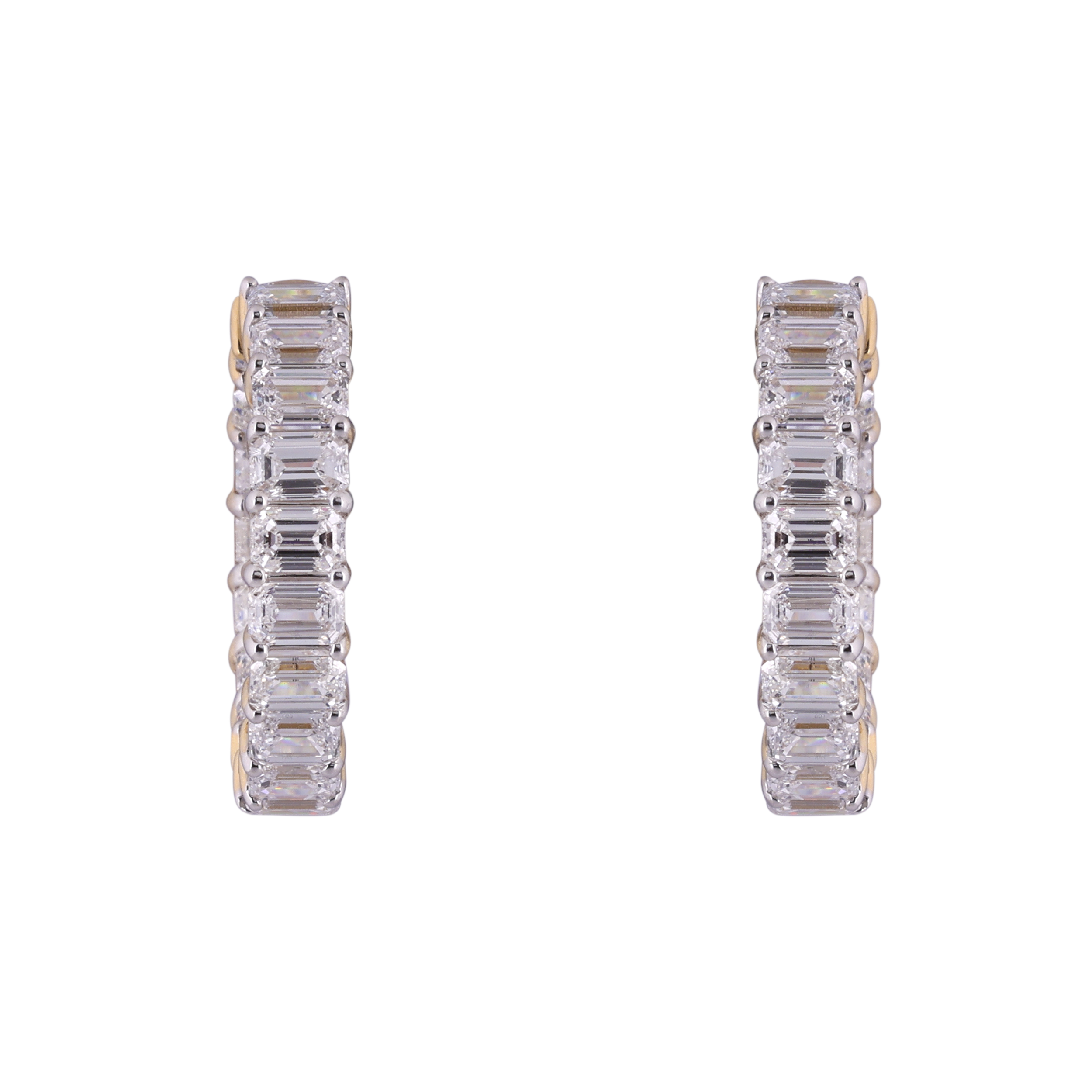 Emerald Cut 8.16 Carat Lab-Grown Diamond Single Line Pair Earhoops | SKU : 0020741334